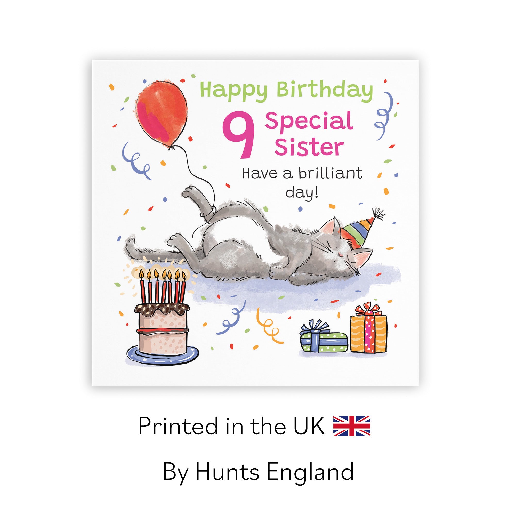 9th Sister Birthday Card Sleepy Cat Animal Party - Default Title (RM00417)