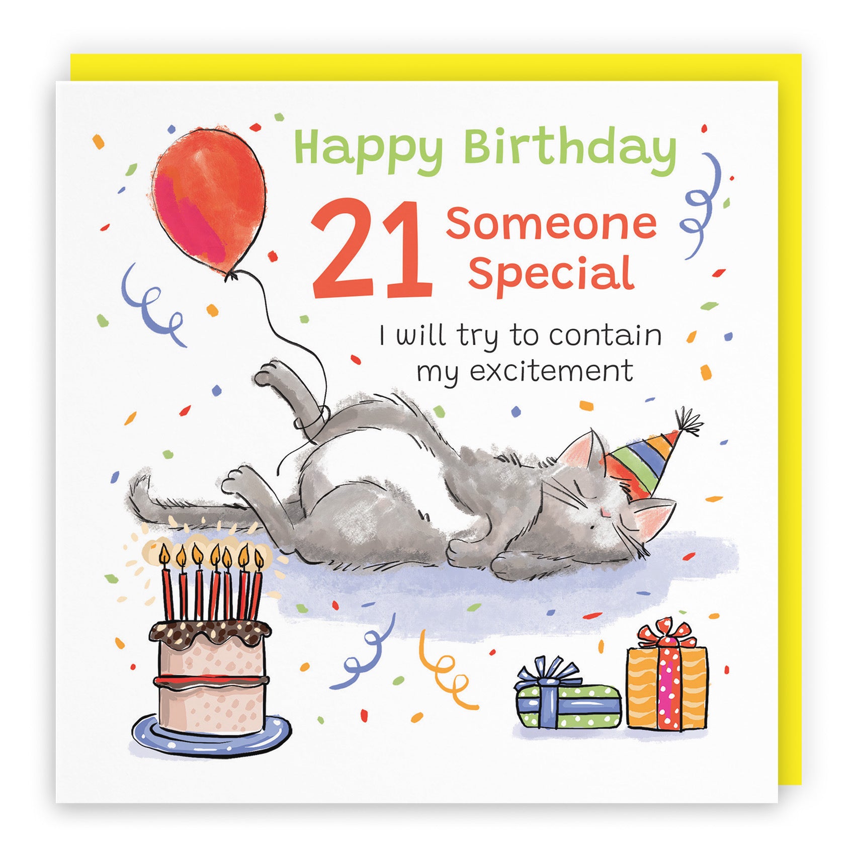 21st Someone Special Birthday Card Sleepy Cat Animal Party - Default Title (RM00447)