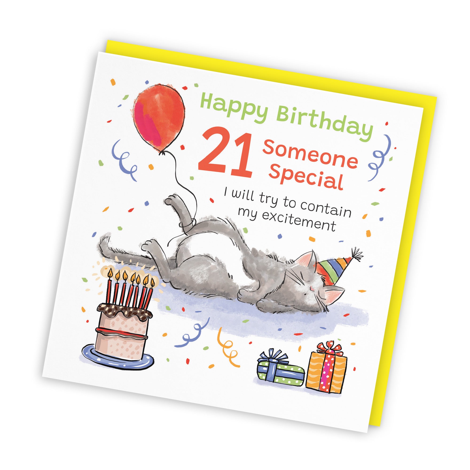 21st Someone Special Birthday Card Sleepy Cat Animal Party - Default Title (RM00447)
