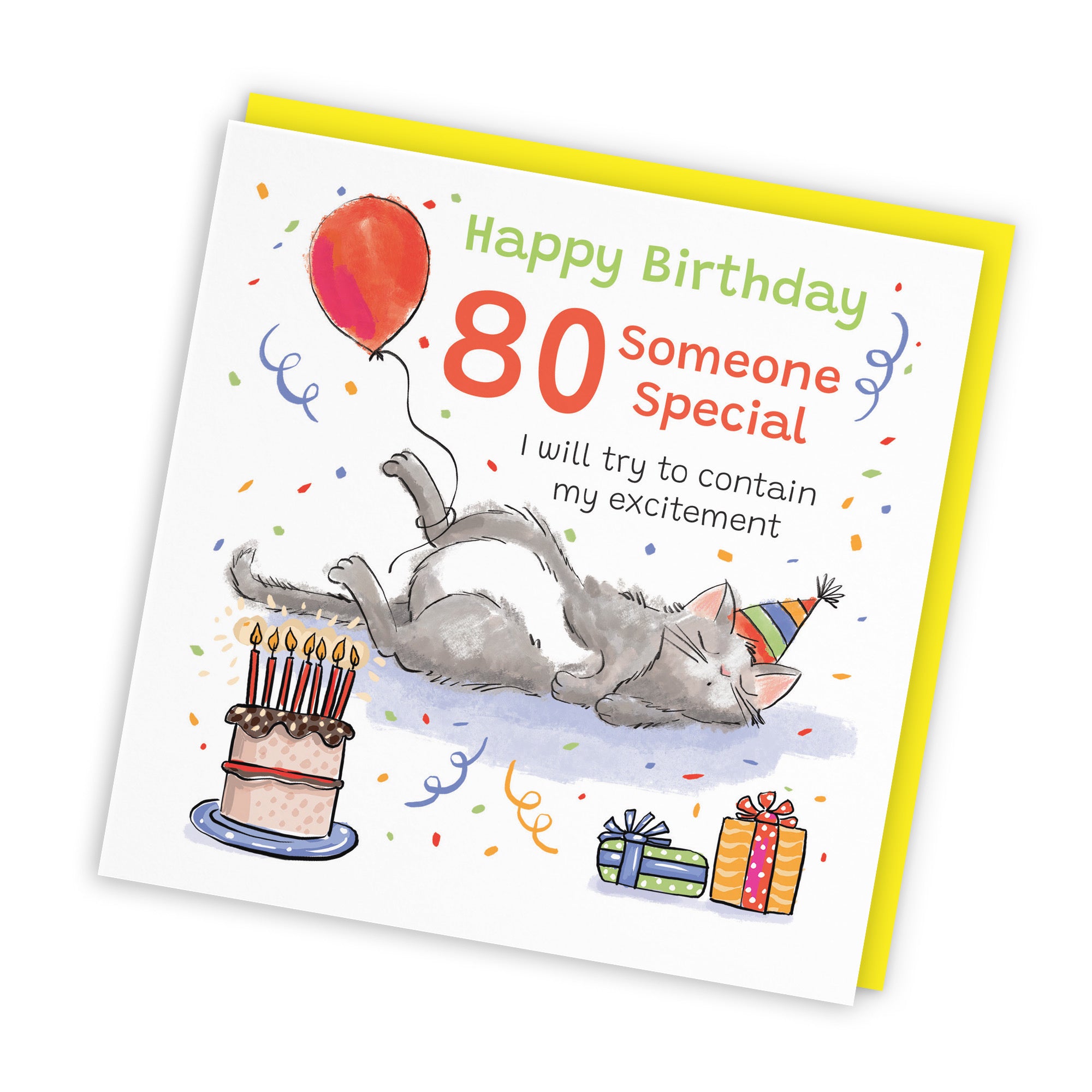80th Someone Special Birthday Card Sleepy Cat Animal Party - Default Title (RM00453)