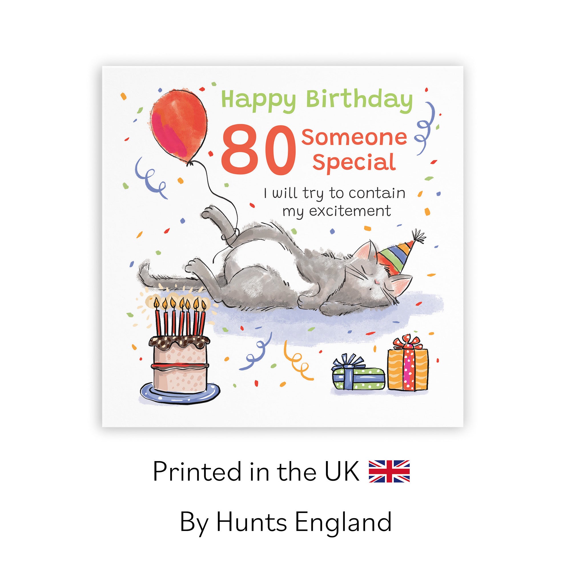 80th Someone Special Birthday Card Sleepy Cat Animal Party - Default Title (RM00453)