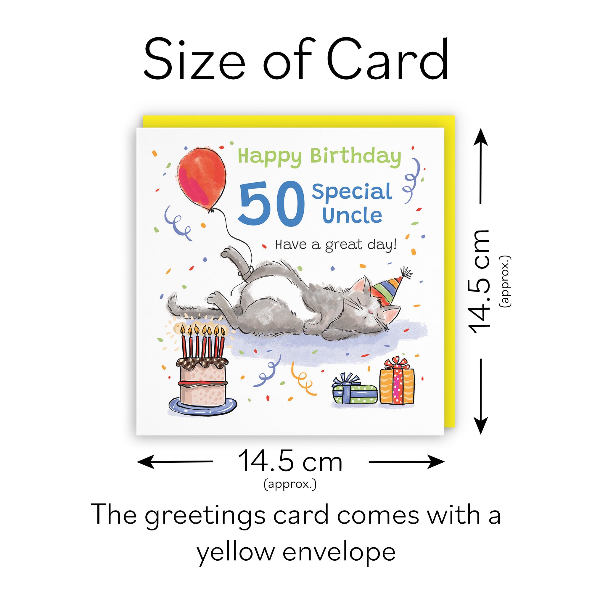 50th Uncle Birthday Card Sleepy Cat Animal Party - Default Title (RM00456)