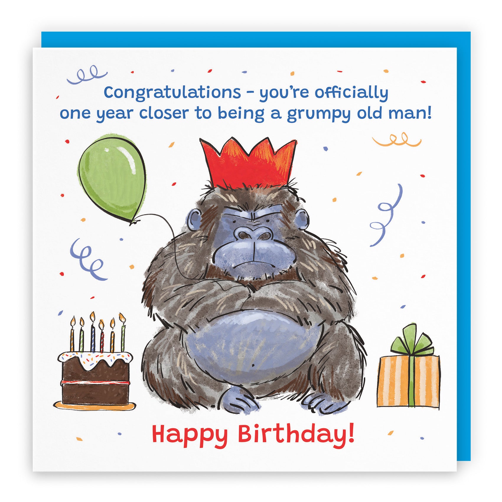 Male Birthday Card Grumpy Gorilla Animal Party - Default Title (RM00461)