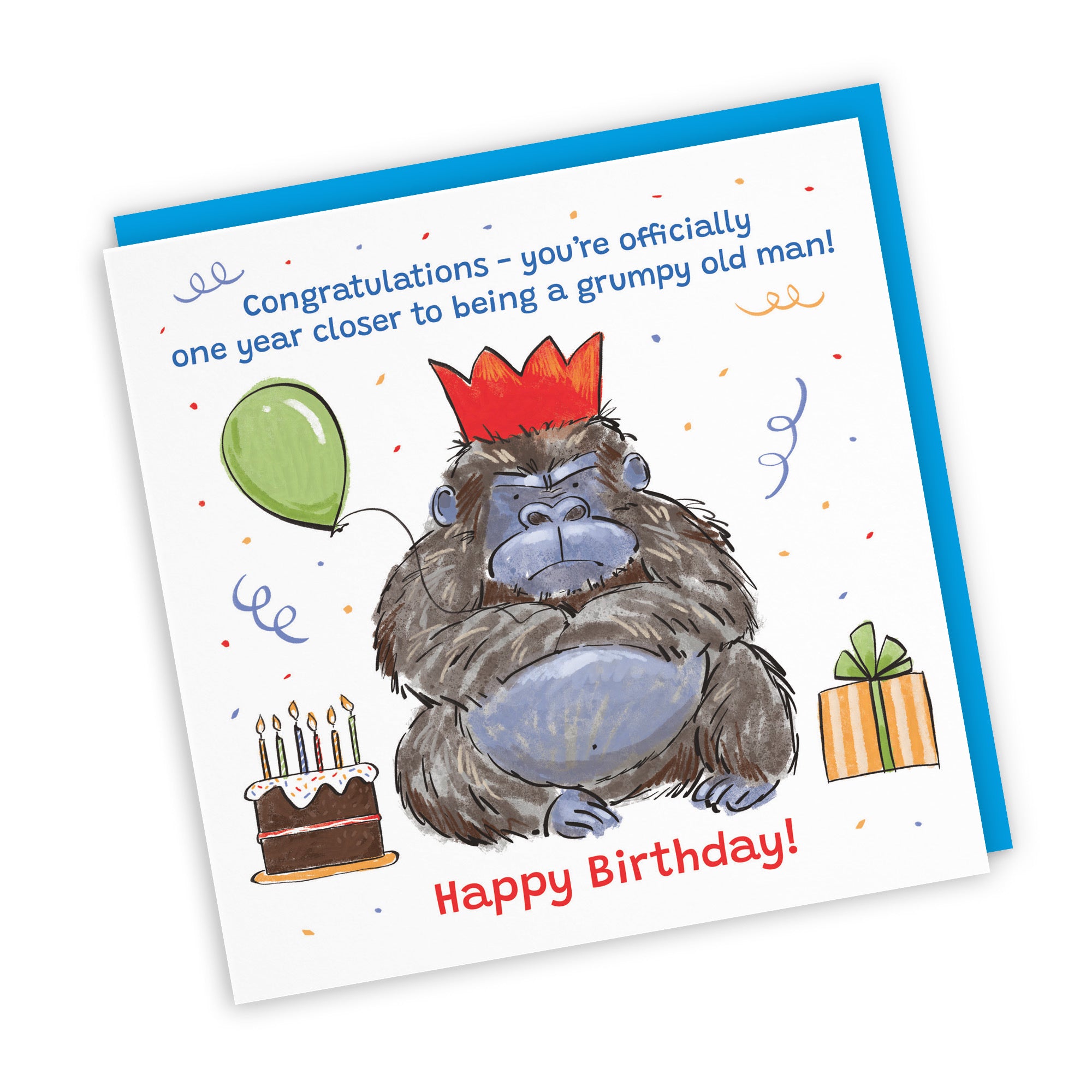 Male Birthday Card Grumpy Gorilla Animal Party - Default Title (RM00461)