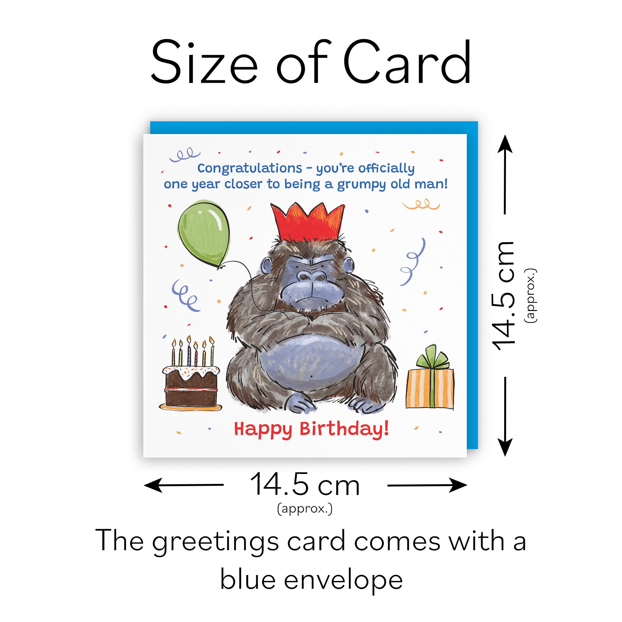 Male Birthday Card Grumpy Gorilla Animal Party - Default Title (RM00461)