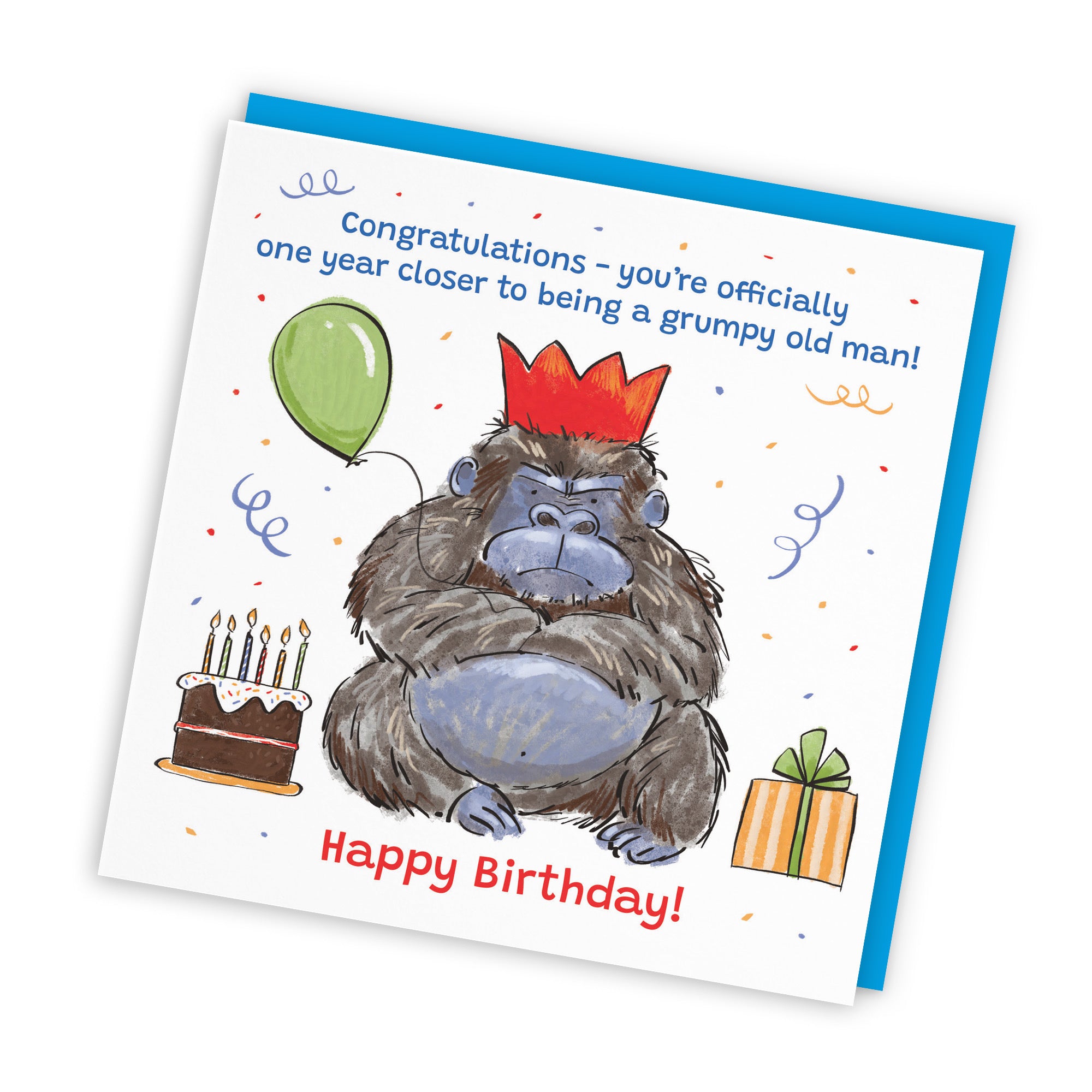 Male Birthday Card Grumpy Gorilla Animal Party - Default Title (RM00461)