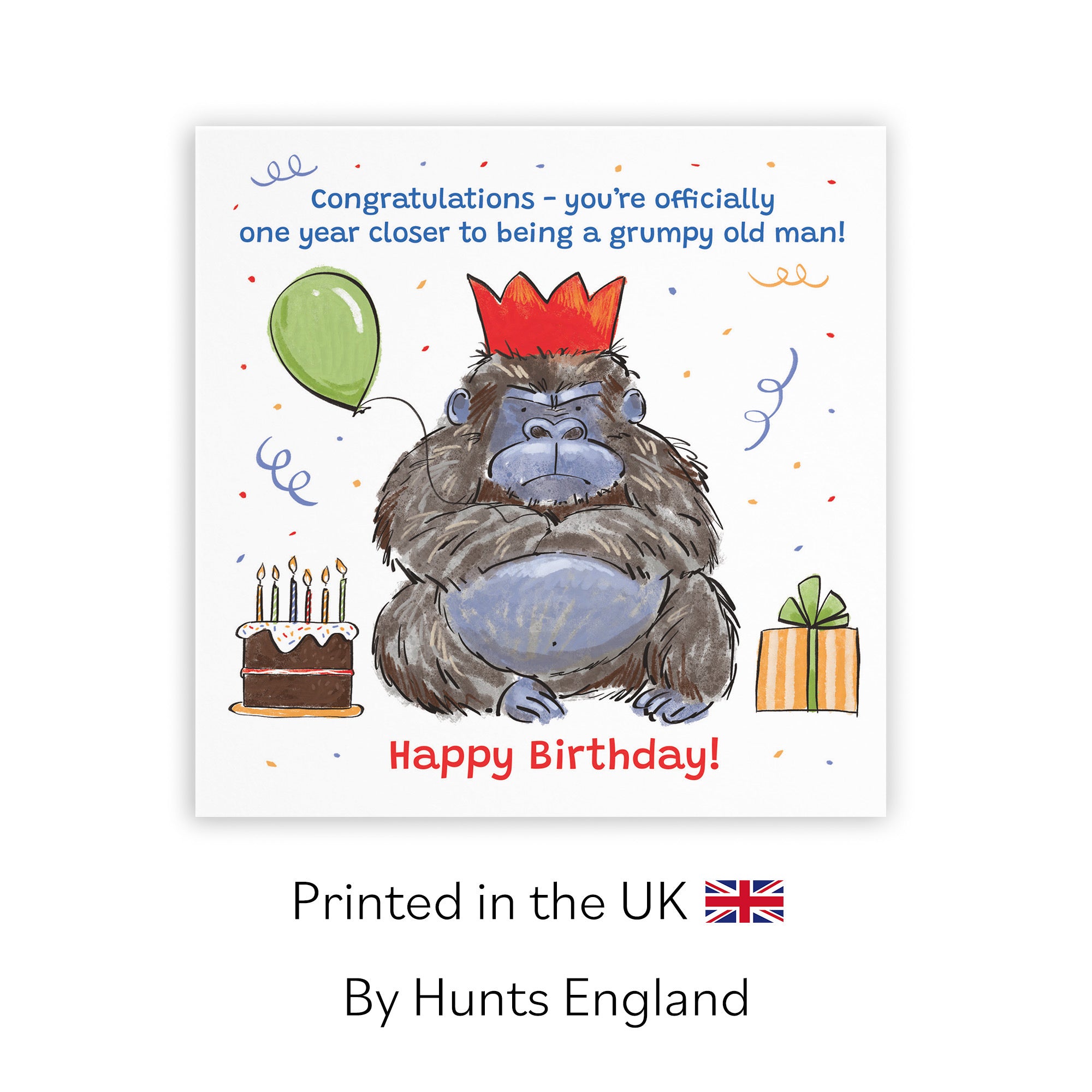Male Birthday Card Grumpy Gorilla Animal Party - Default Title (RM00461)