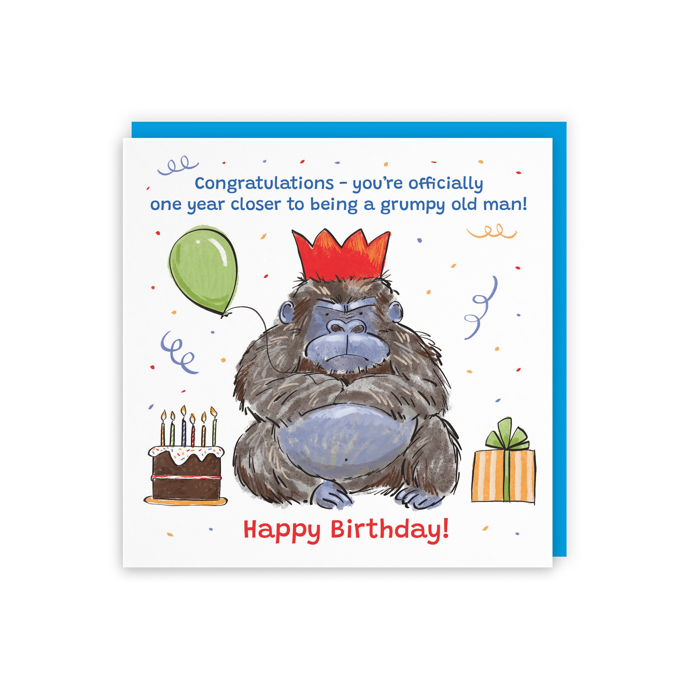 Male Birthday Card Grumpy Gorilla Animal Party - Default Title (RM00461)