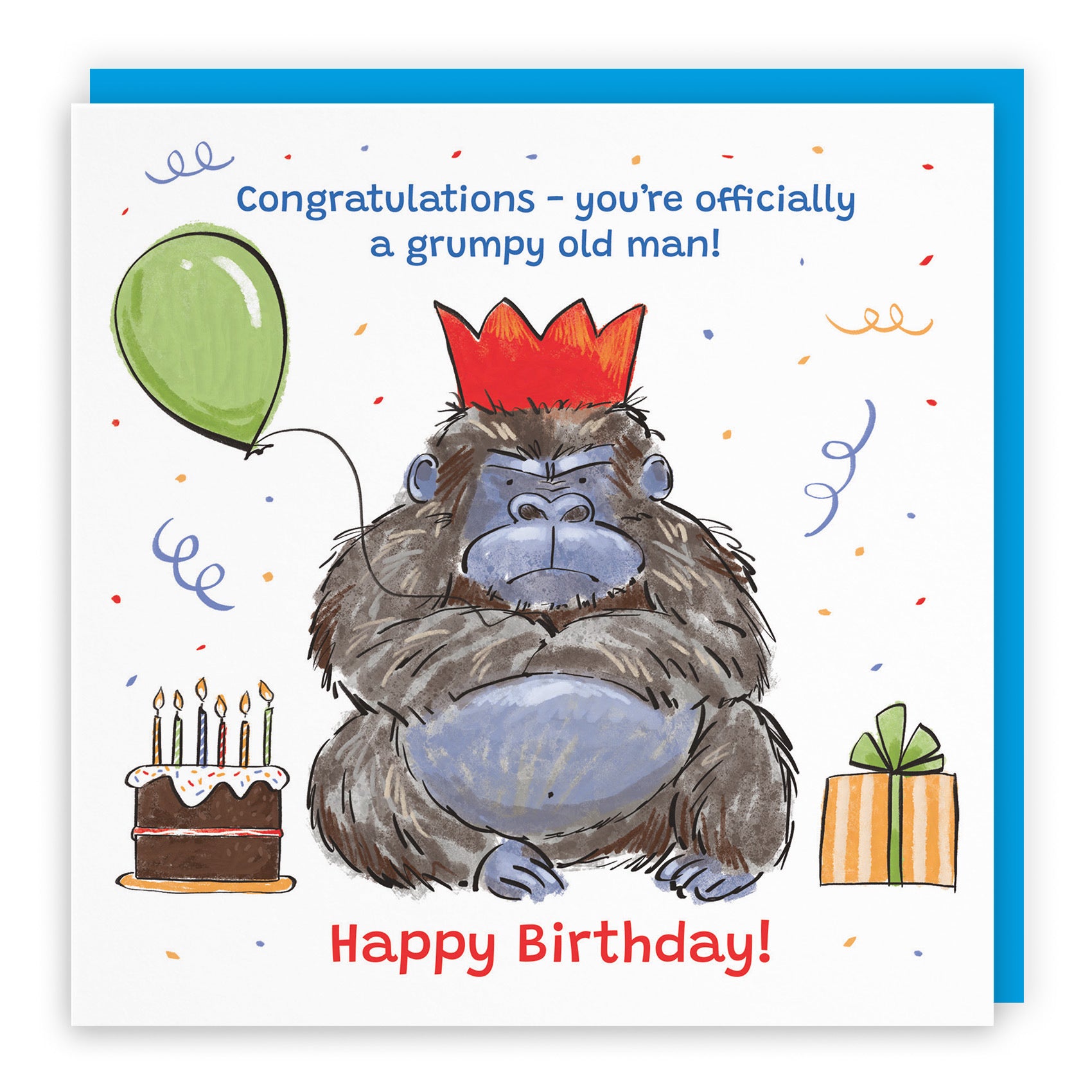 Men's Birthday Card Grumpy Gorilla Animal Party - Default Title (RM00462)