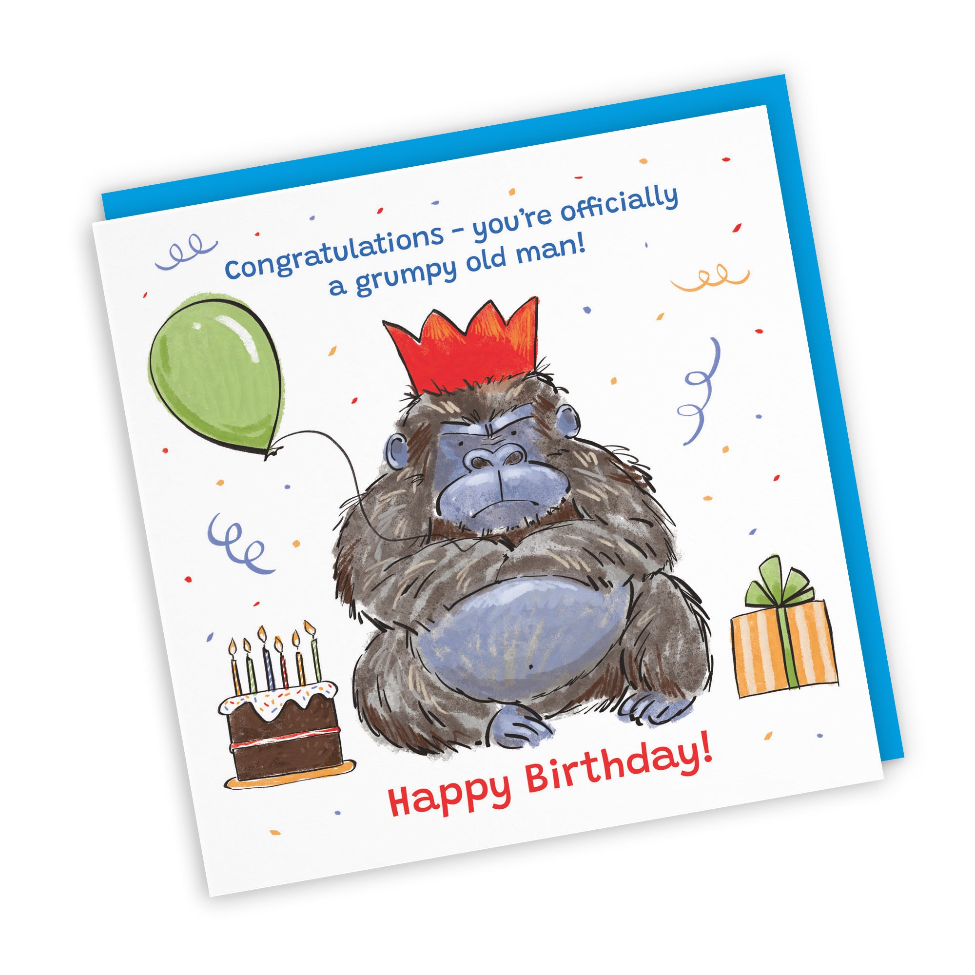 Men's Birthday Card Grumpy Gorilla Animal Party - Default Title (RM00462)