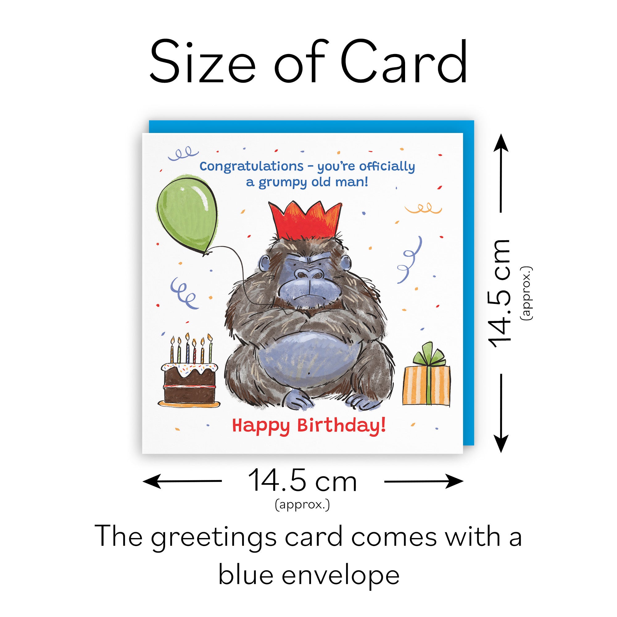 Men's Birthday Card Grumpy Gorilla Animal Party - Default Title (RM00462)