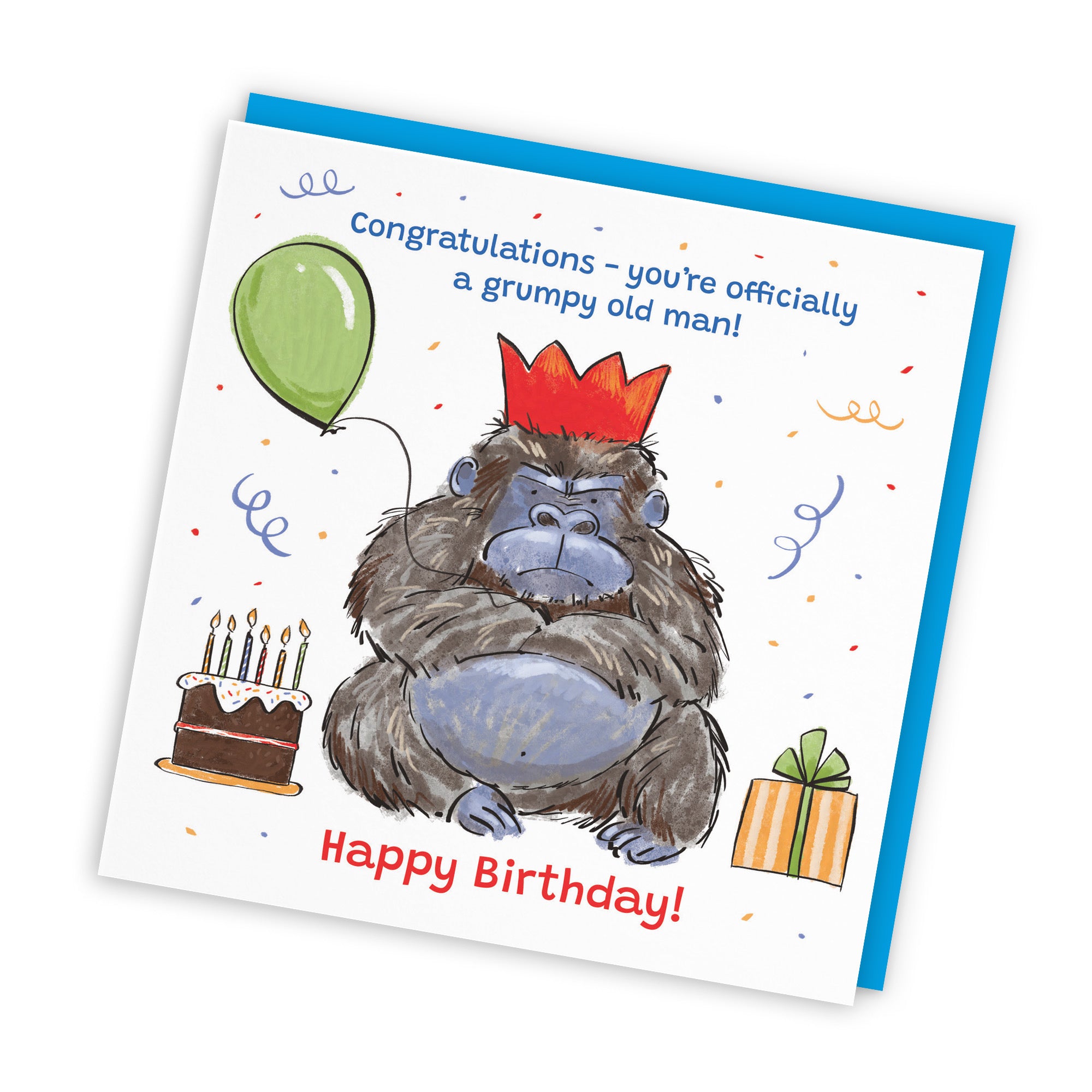 Men's Birthday Card Grumpy Gorilla Animal Party - Default Title (RM00462)