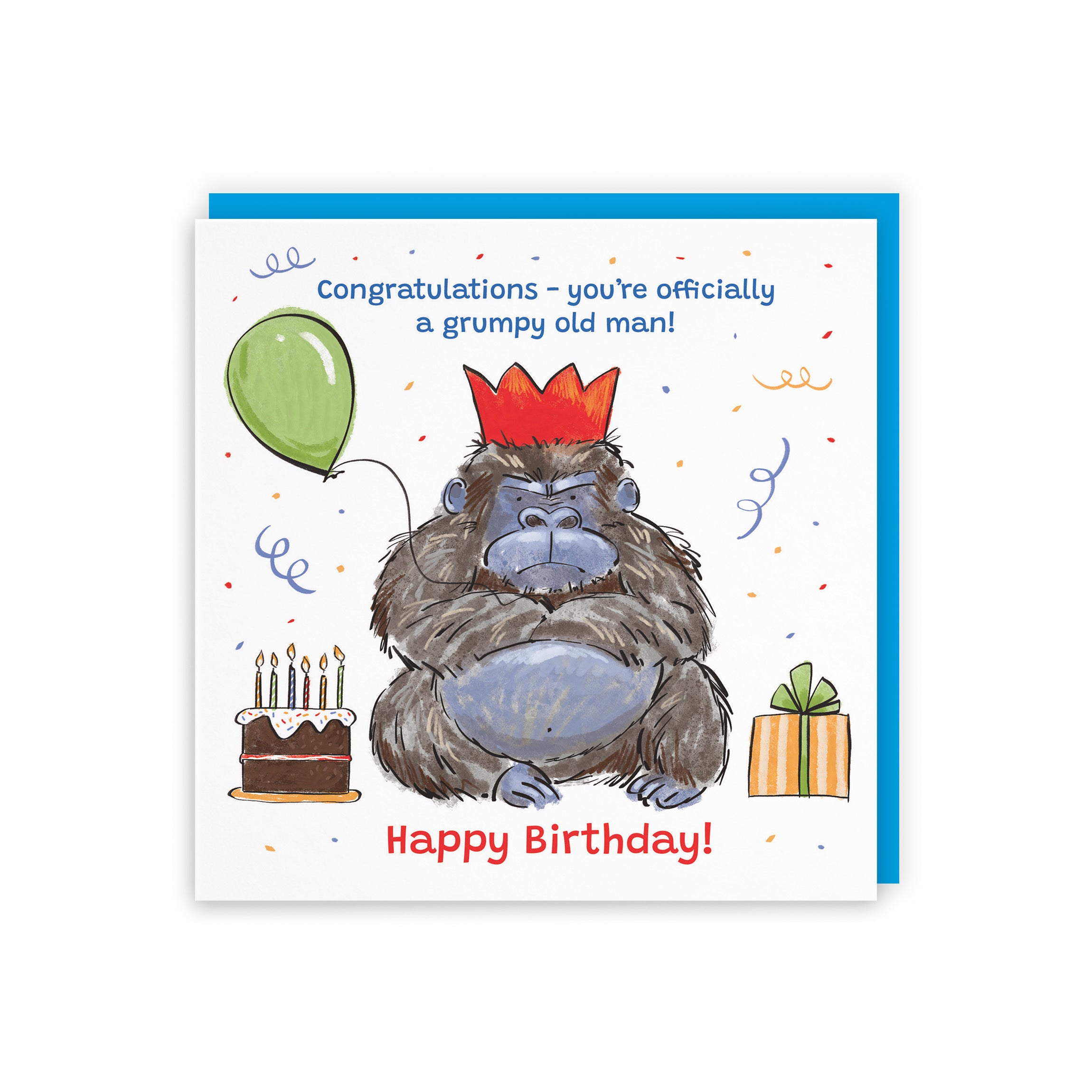 Men's Birthday Card Grumpy Gorilla Animal Party - Default Title (RM00462)