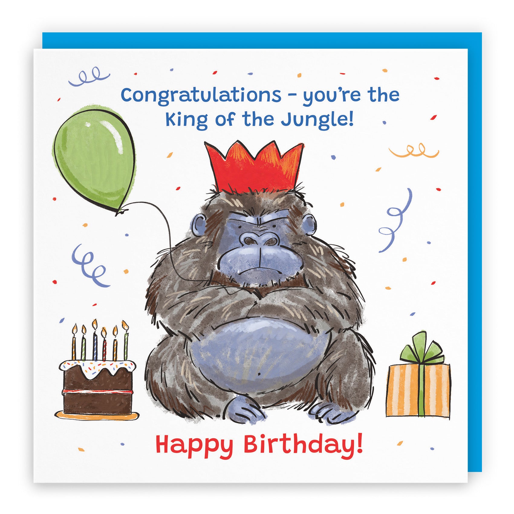 Boys Birthday Card Grumpy Gorilla Animal Party - Default Title (RM00463)
