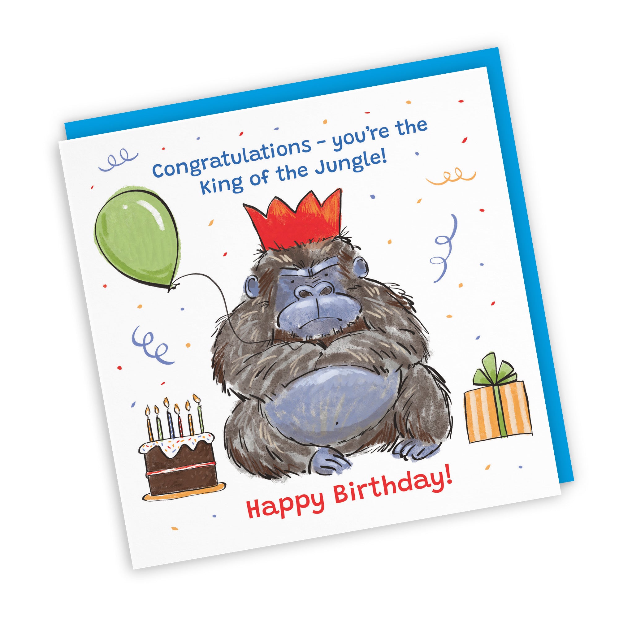 Boys Birthday Card Grumpy Gorilla Animal Party - Default Title (RM00463)