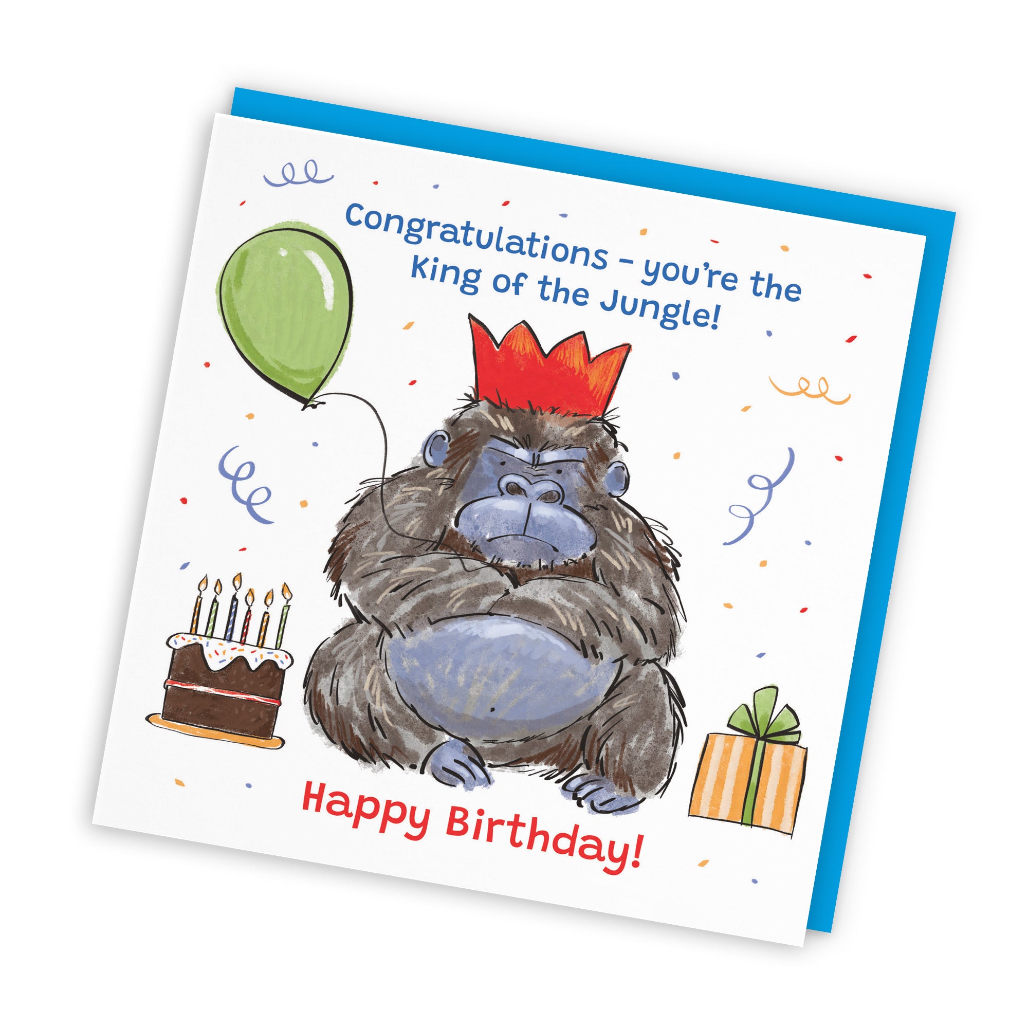 Boys Birthday Card Grumpy Gorilla Animal Party - Default Title (RM00463)