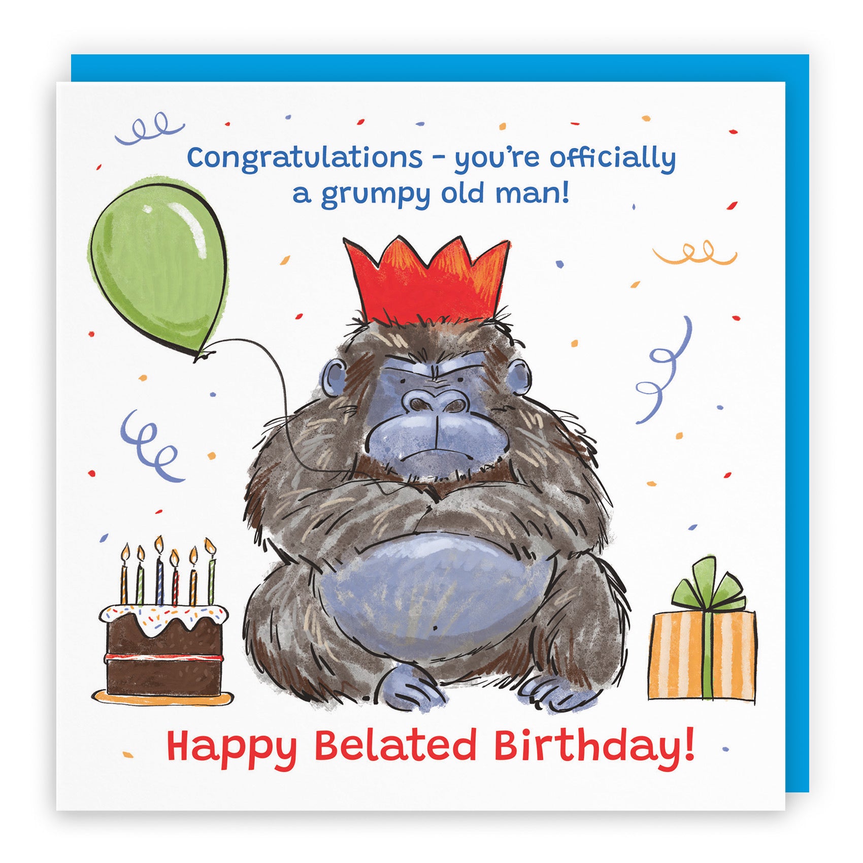 Men's Belated Birthday Card Grumpy Gorilla Animal Party - Default Title (RM00464)