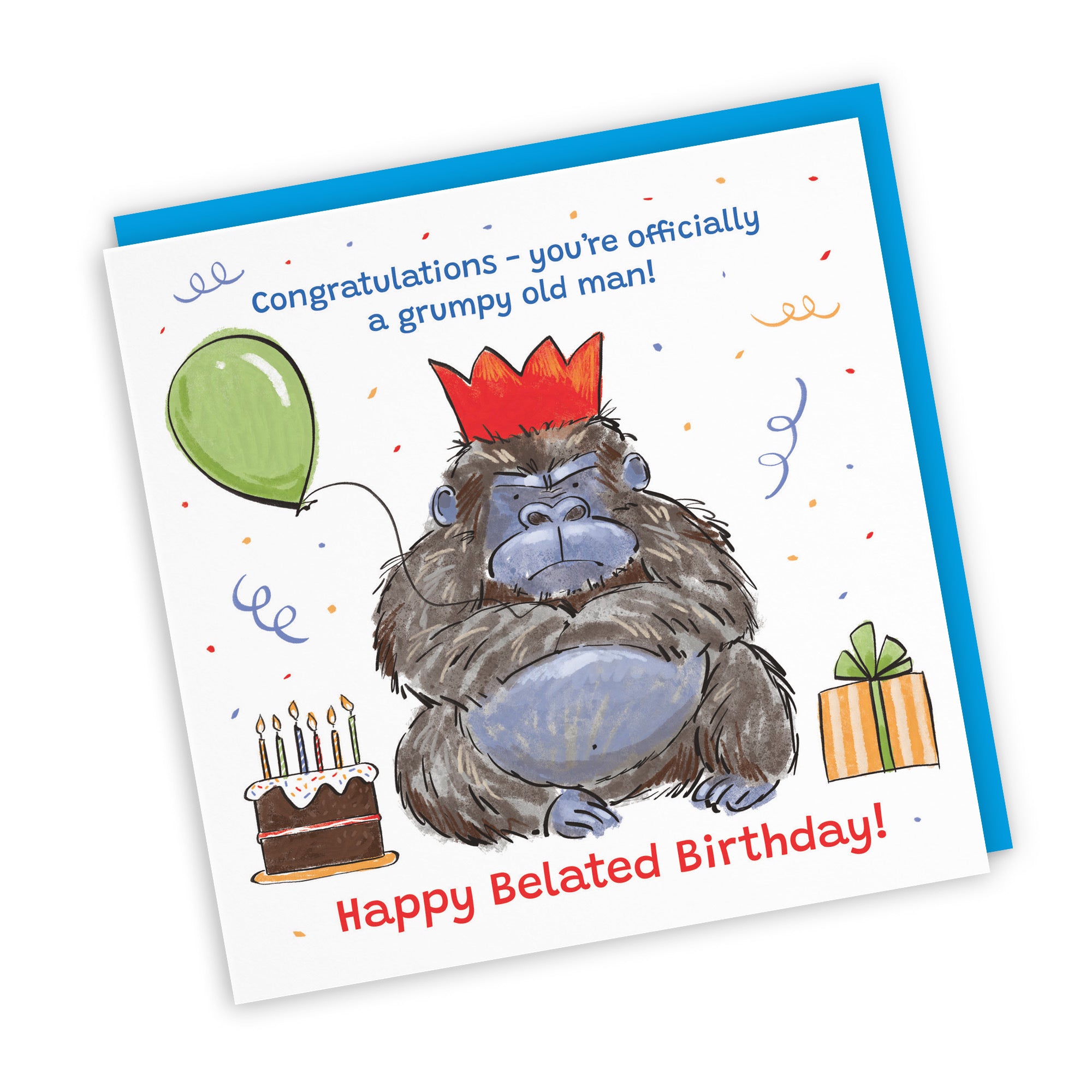 Men's Belated Birthday Card Grumpy Gorilla Animal Party - Default Title (RM00464)