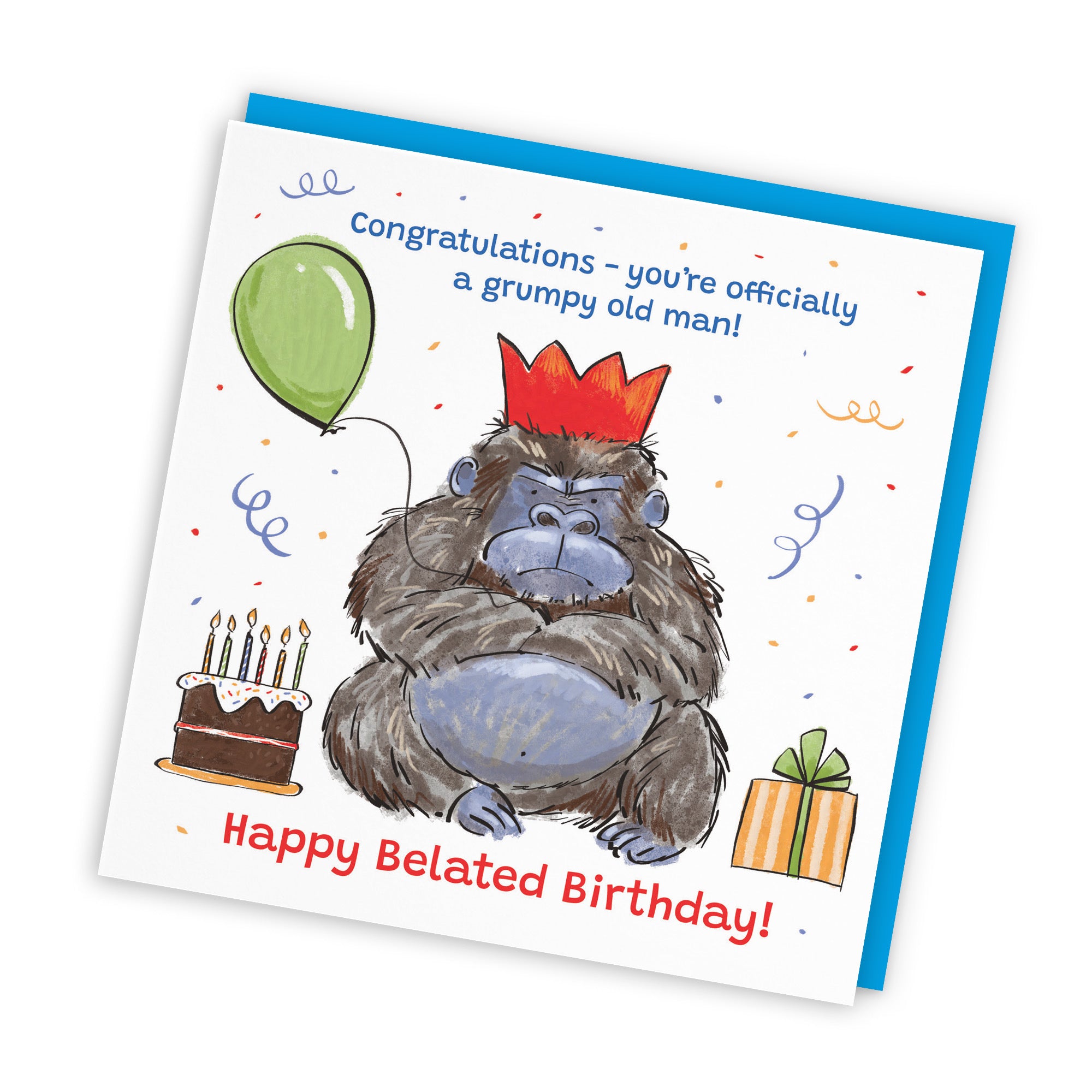 Men's Belated Birthday Card Grumpy Gorilla Animal Party - Default Title (RM00464)