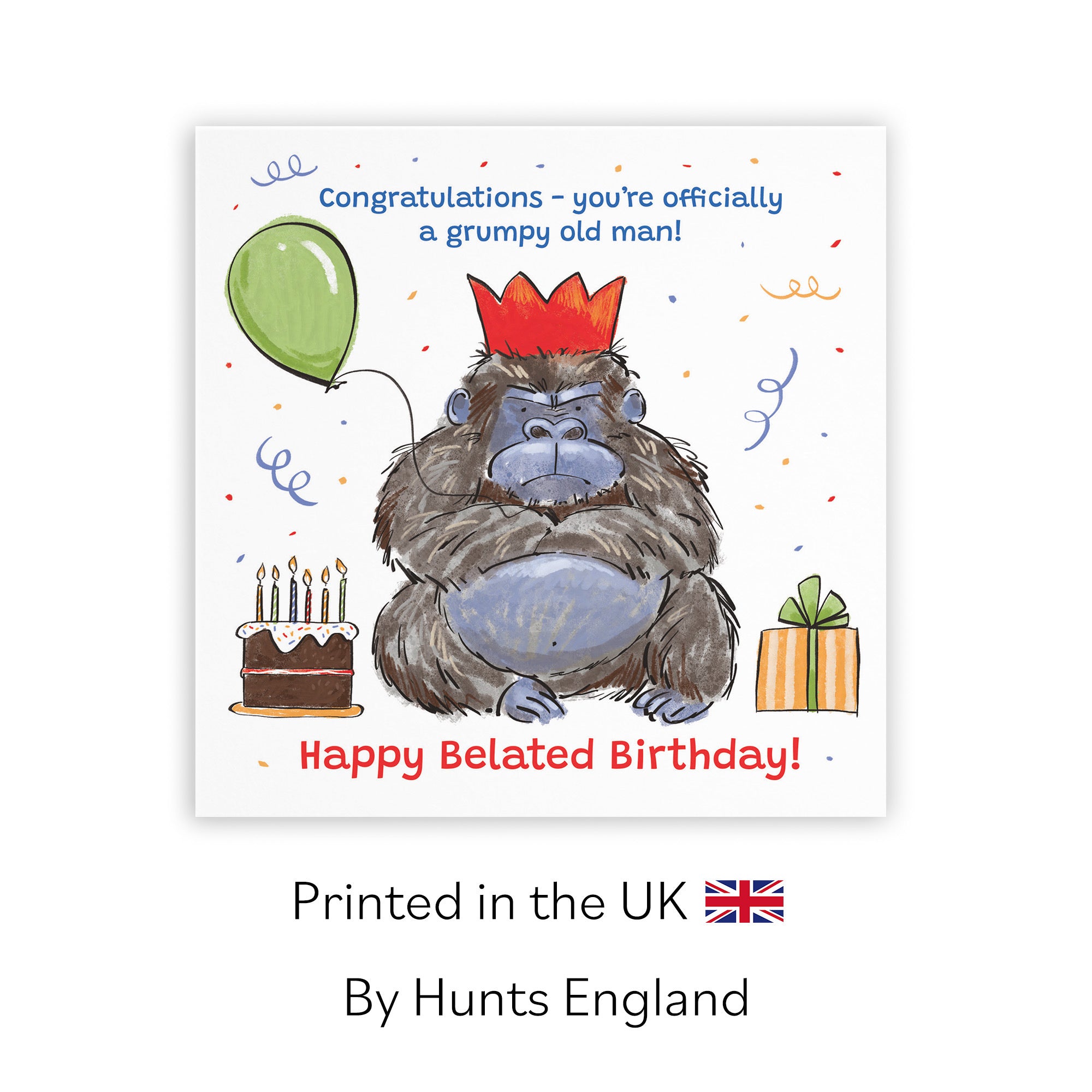 Men's Belated Birthday Card Grumpy Gorilla Animal Party - Default Title (RM00464)