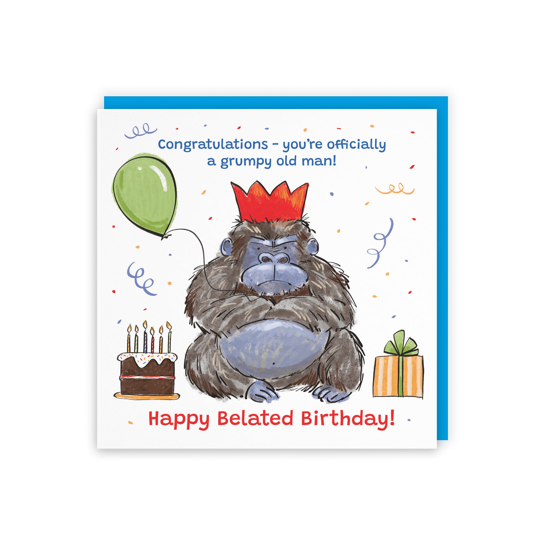 Men's Belated Birthday Card Grumpy Gorilla Animal Party - Default Title (RM00464)