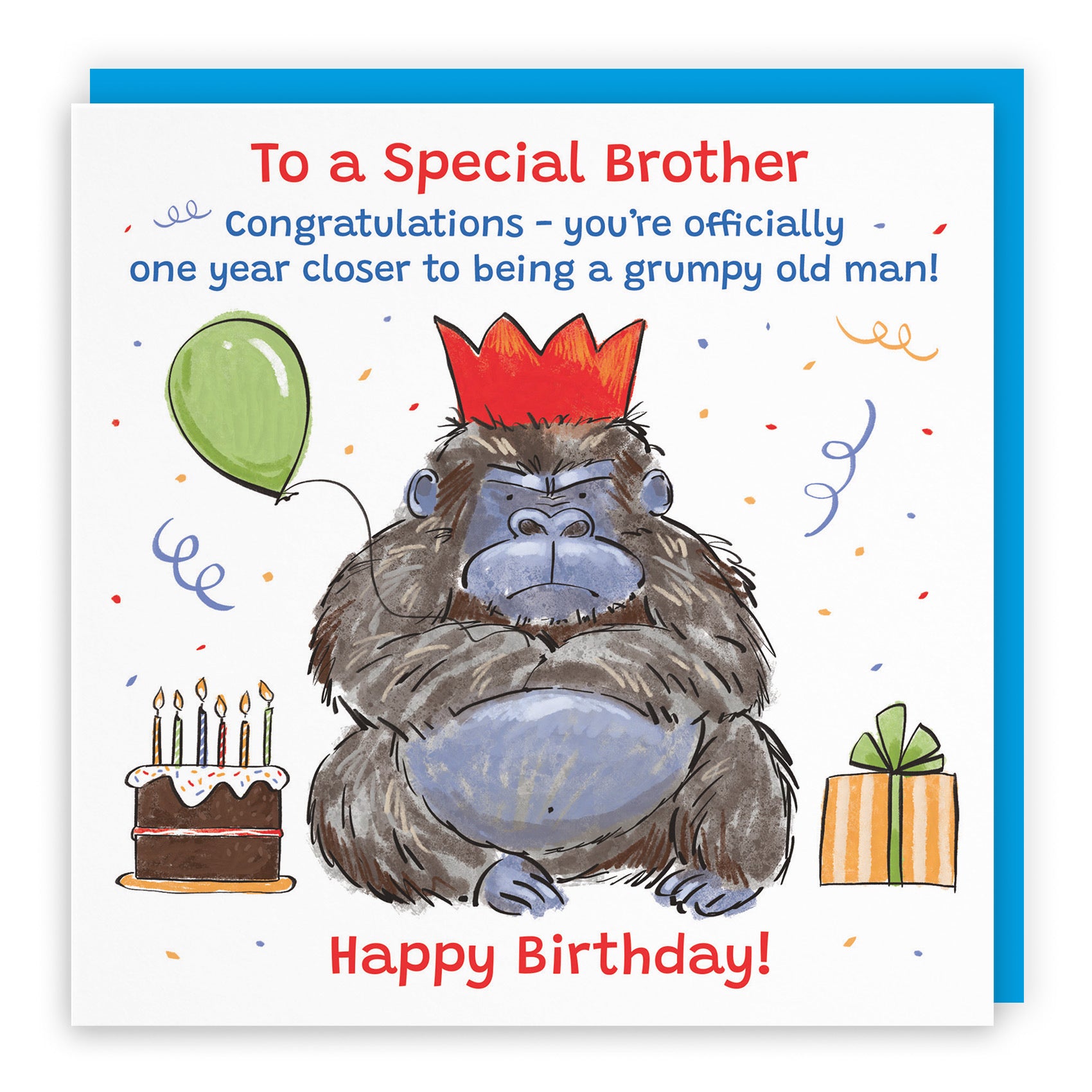 Brother Birthday Card Grumpy Gorilla Animal Party - Default Title (RM00465)