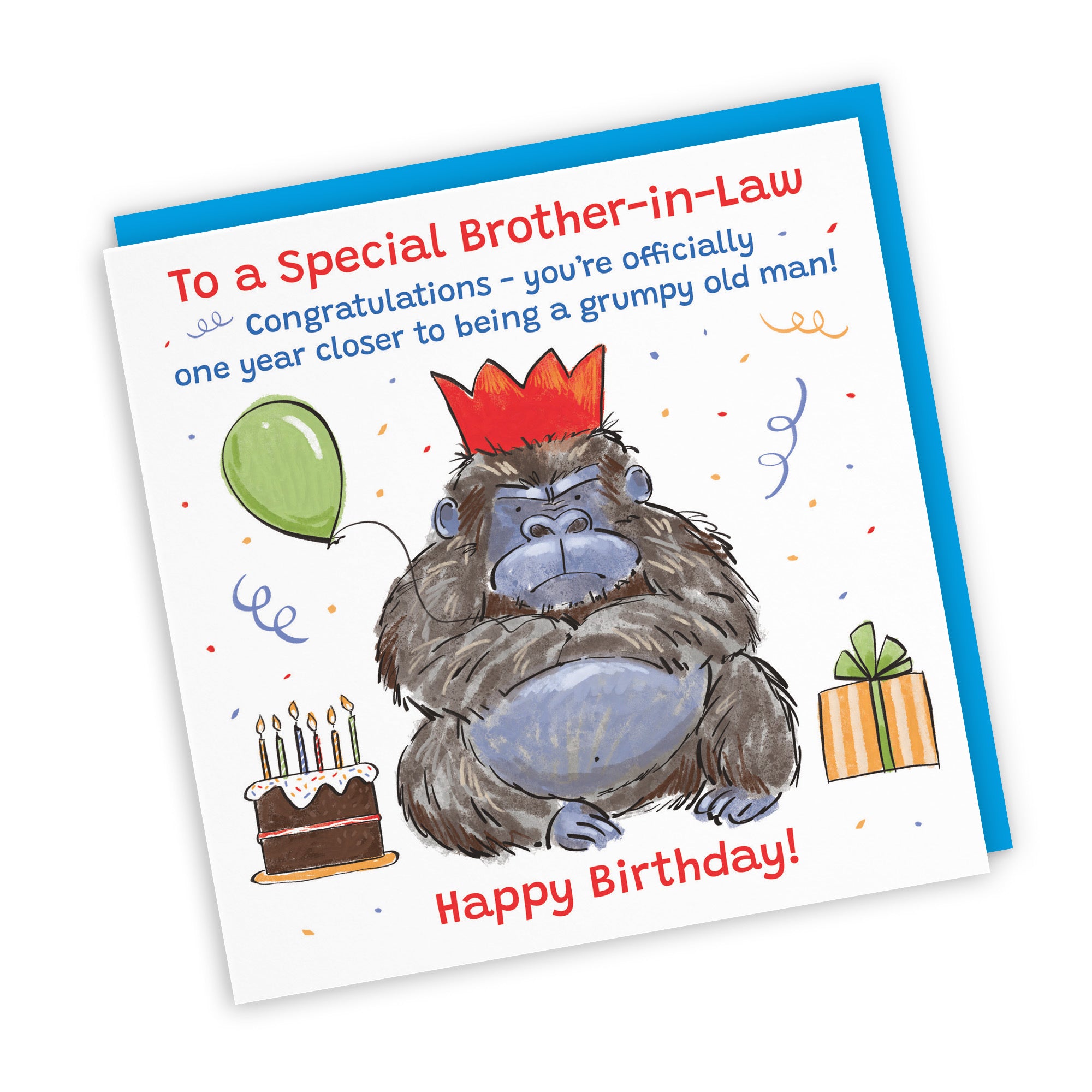 Brother-in-Law Birthday Card Grumpy Gorilla Animal Party - Default Title (RM00466)