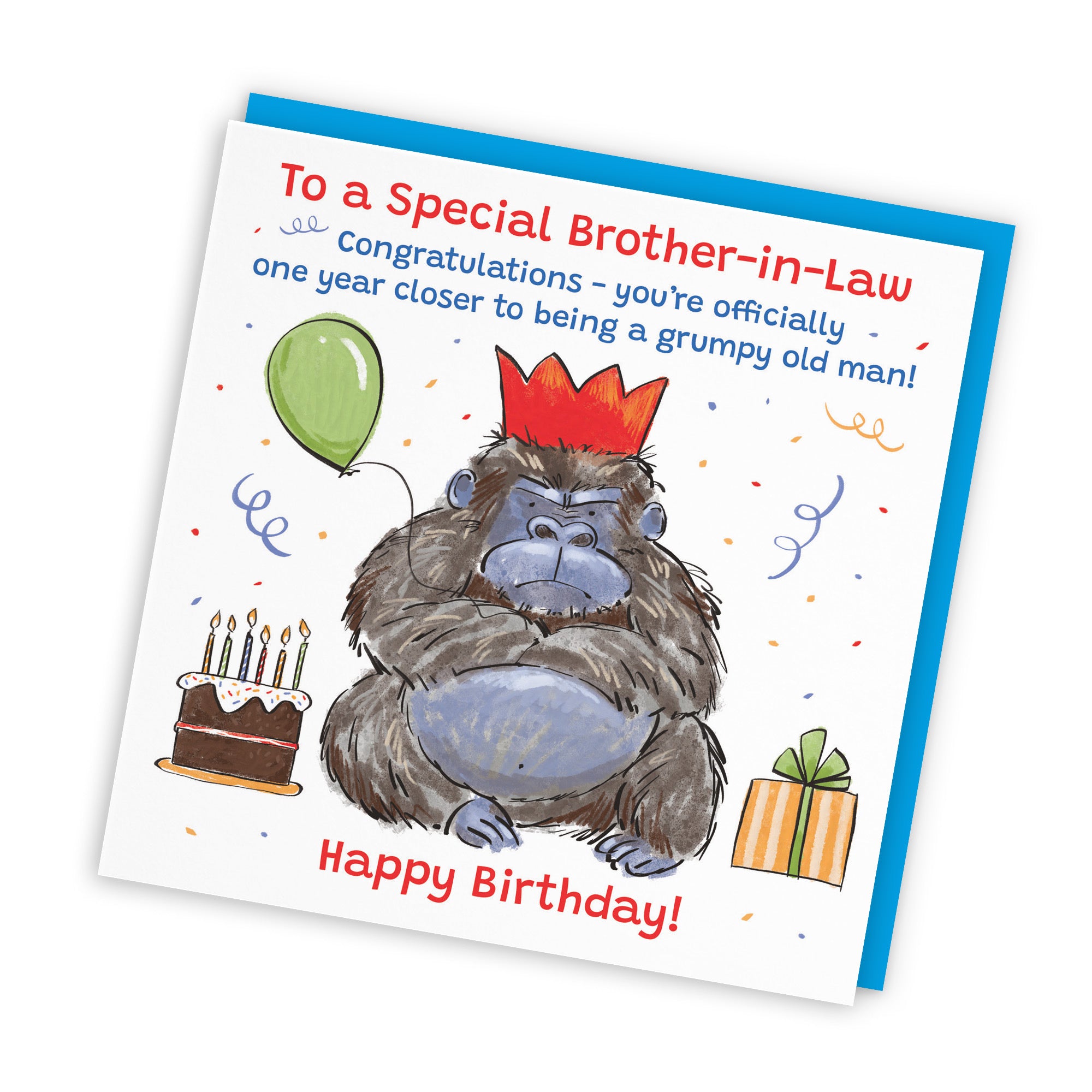 Brother-in-Law Birthday Card Grumpy Gorilla Animal Party - Default Title (RM00466)