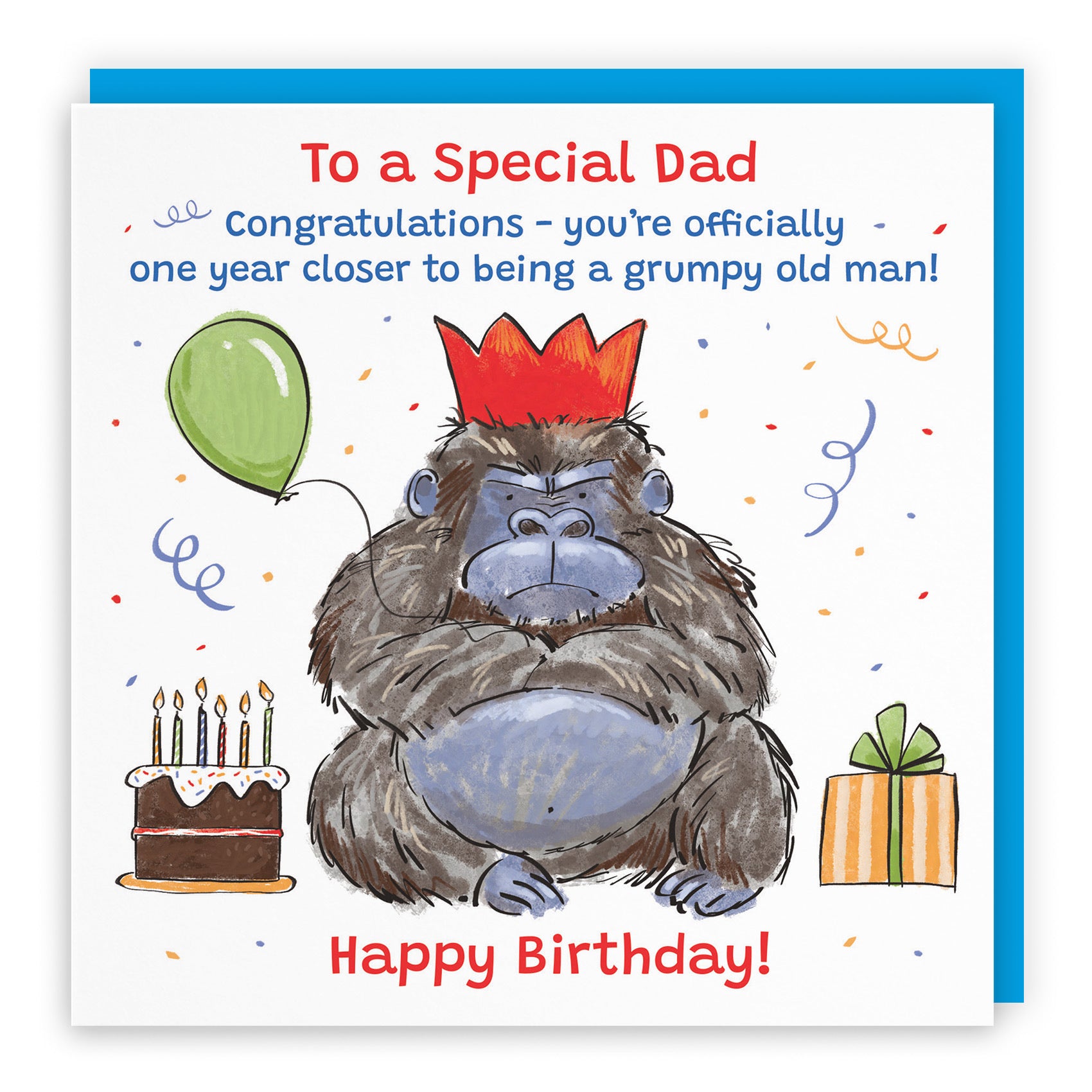 Dad Birthday Card Grumpy Gorilla Animal Party - Default Title (RM00468)