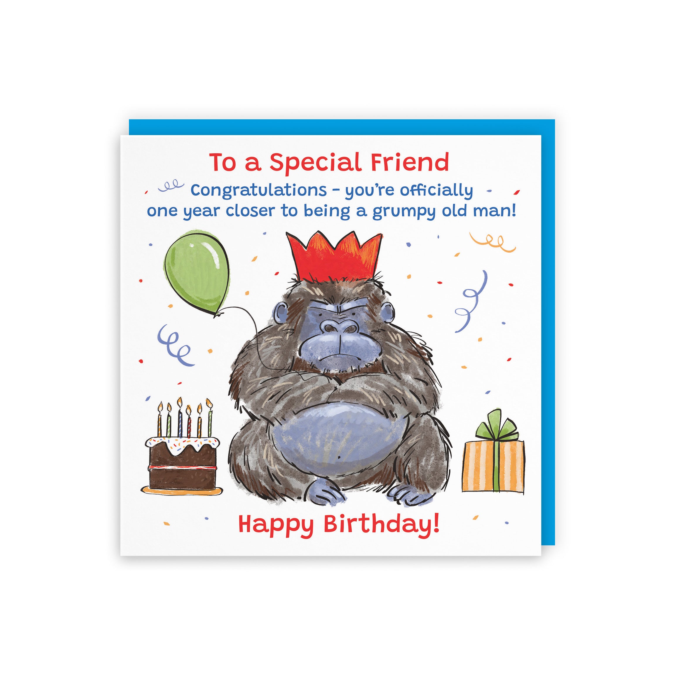 Male Friend Birthday Card Grumpy Gorilla Animal Party - Default Title (RM00470)