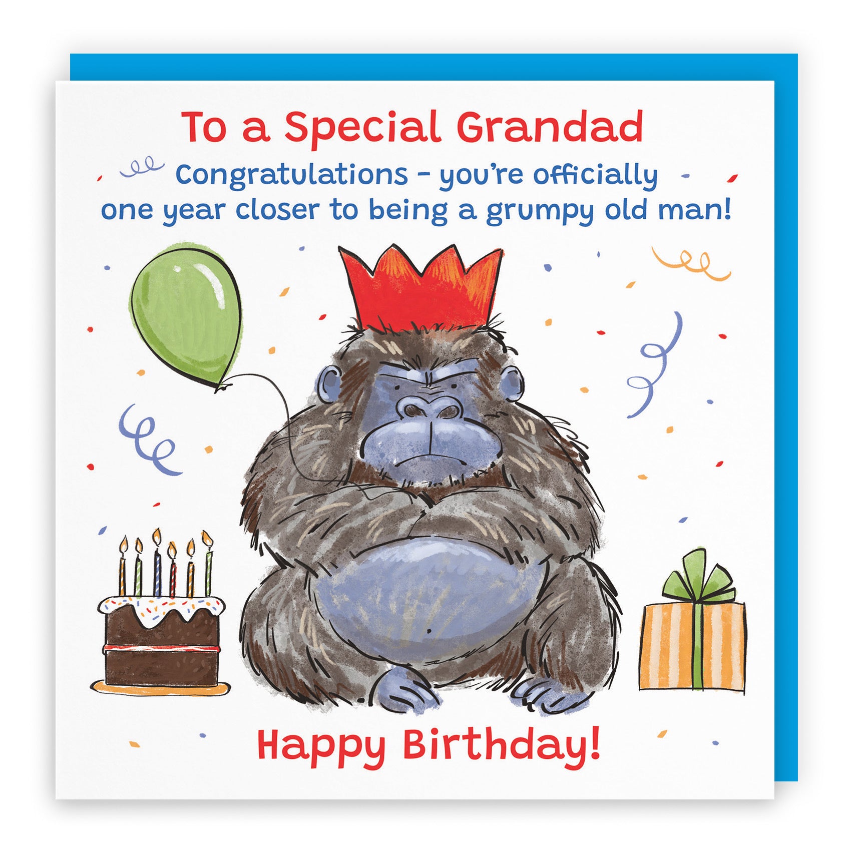 Grandad Birthday Card Grumpy Gorilla Animal Party - Default Title (RM00472)