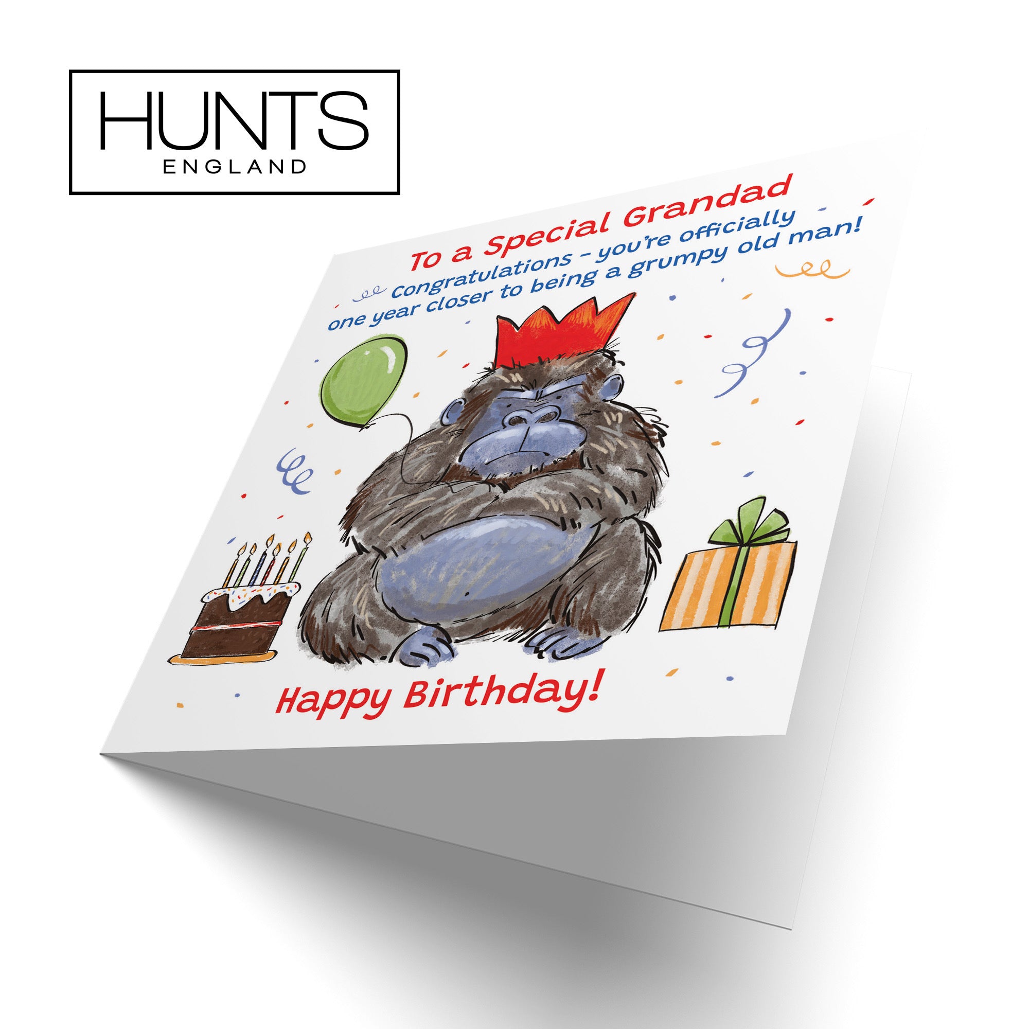 Grandad Birthday Card Grumpy Gorilla Animal Party - Default Title (RM00472)