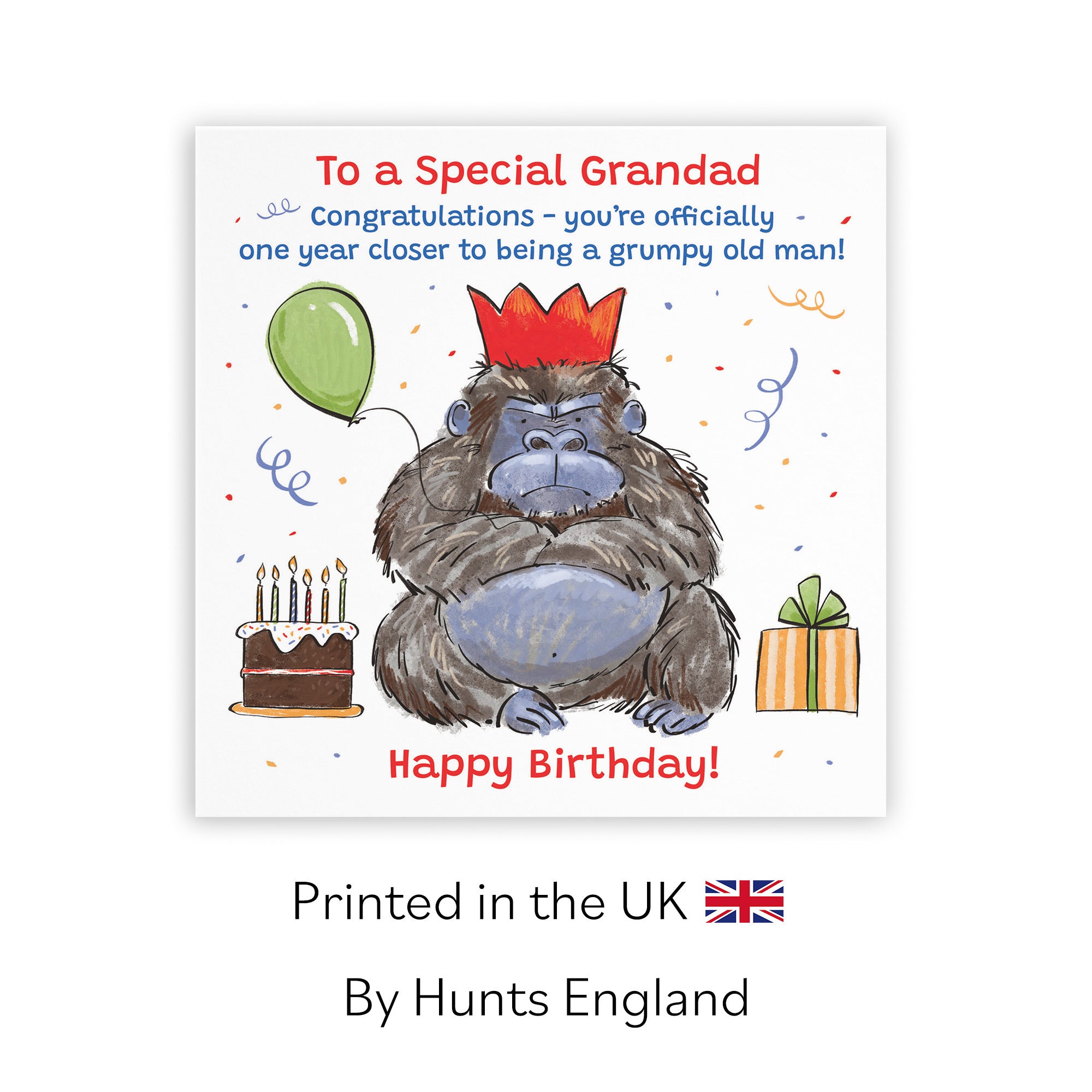 Grandad Birthday Card Grumpy Gorilla Animal Party - Default Title (RM00472)