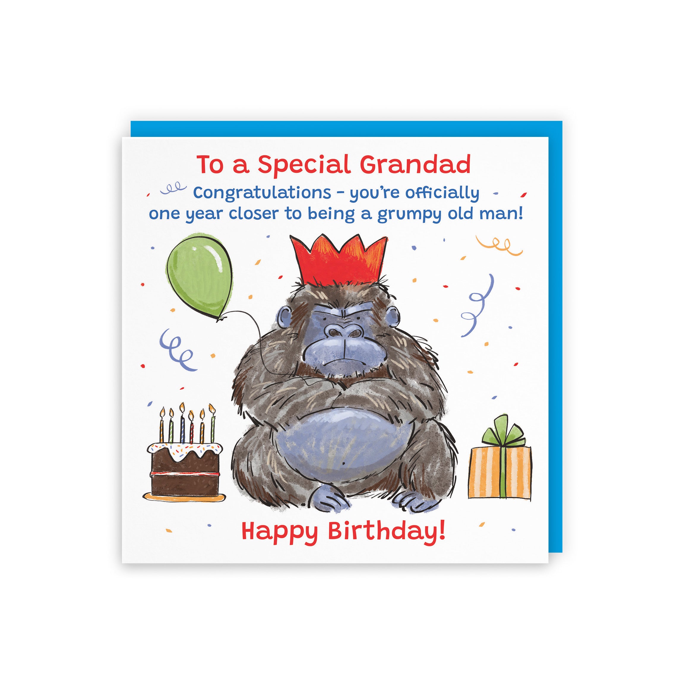 Grandad Birthday Card Grumpy Gorilla Animal Party - Default Title (RM00472)