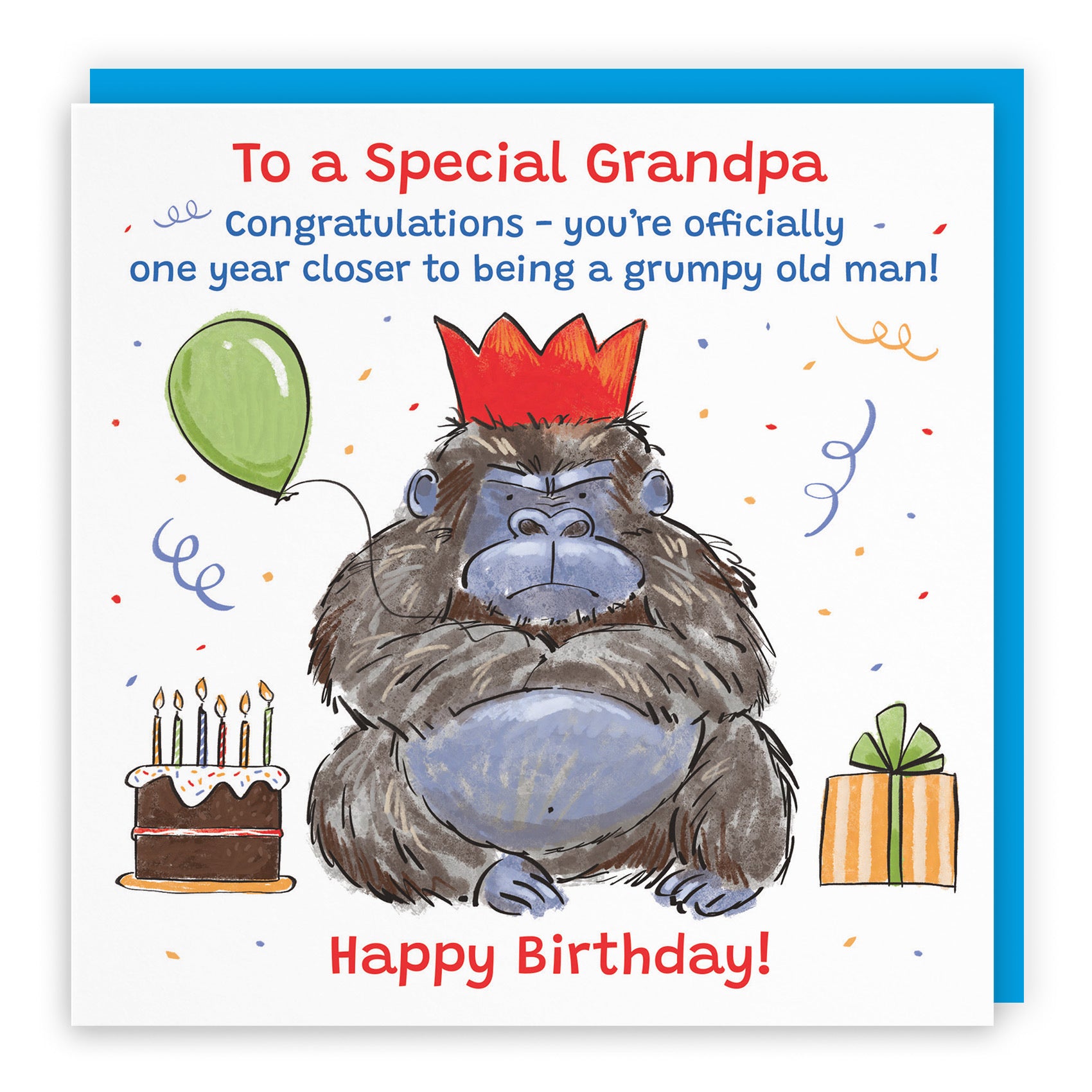 Grandpa Birthday Card Grumpy Gorilla Animal Party - Default Title (RM00473)