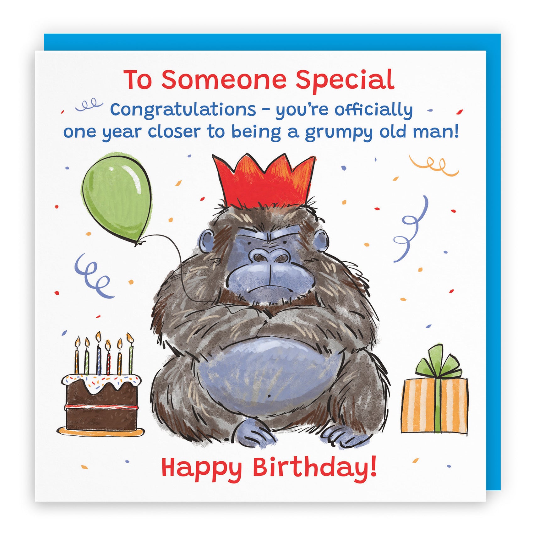 Male Someone Special Birthday Card Grumpy Gorilla Animal Party - Default Title (RM00477)