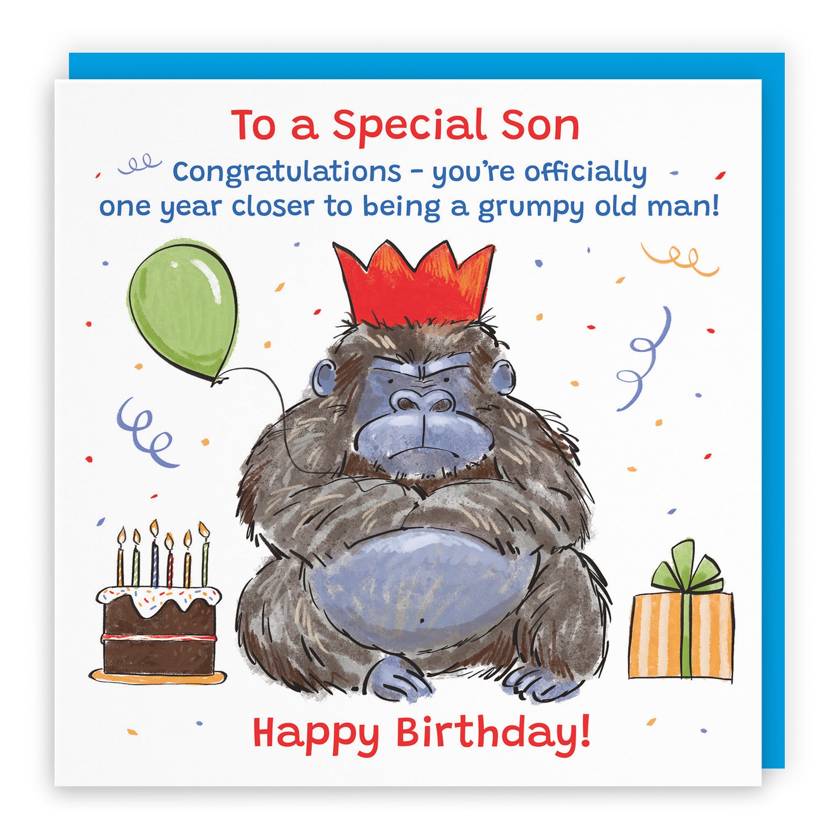 Son Birthday Card Grumpy Gorilla Animal Party - Default Title (RM00478)