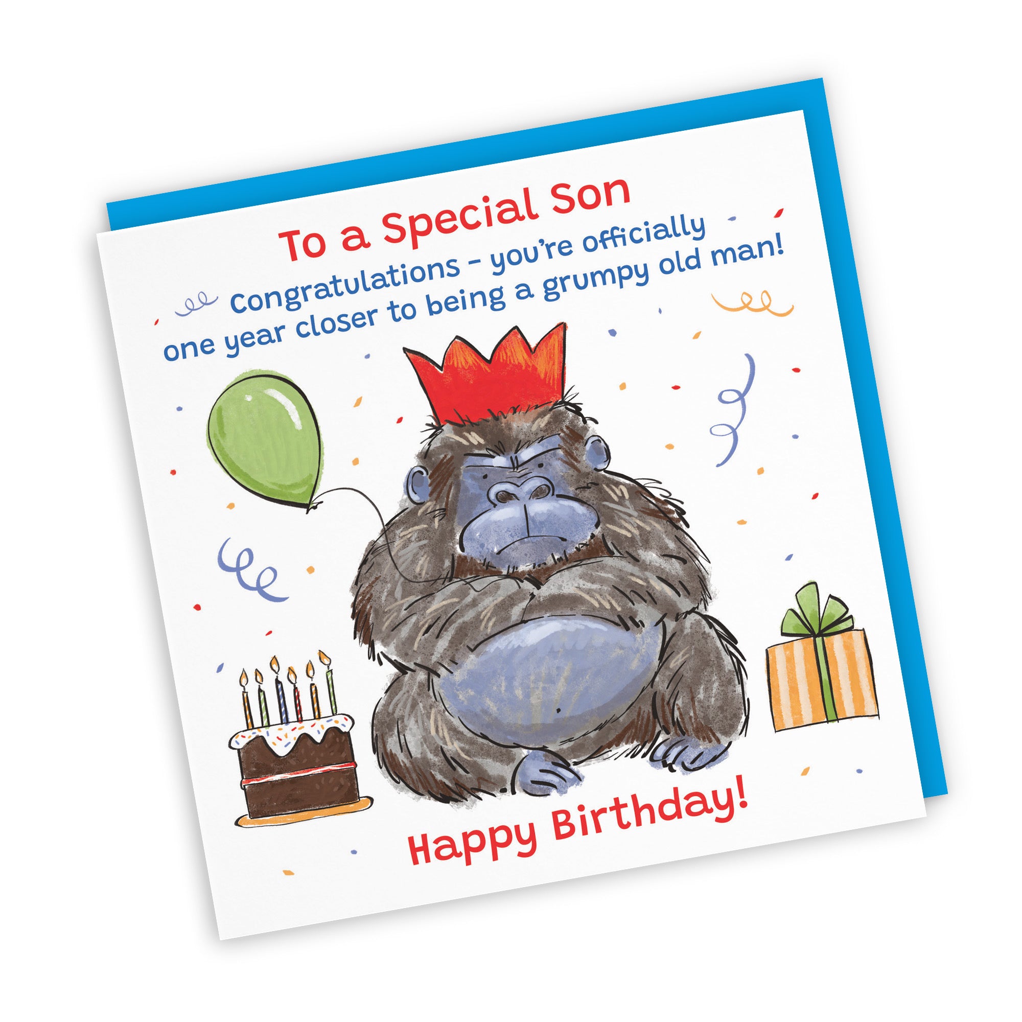 Son Birthday Card Grumpy Gorilla Animal Party - Default Title (RM00478)