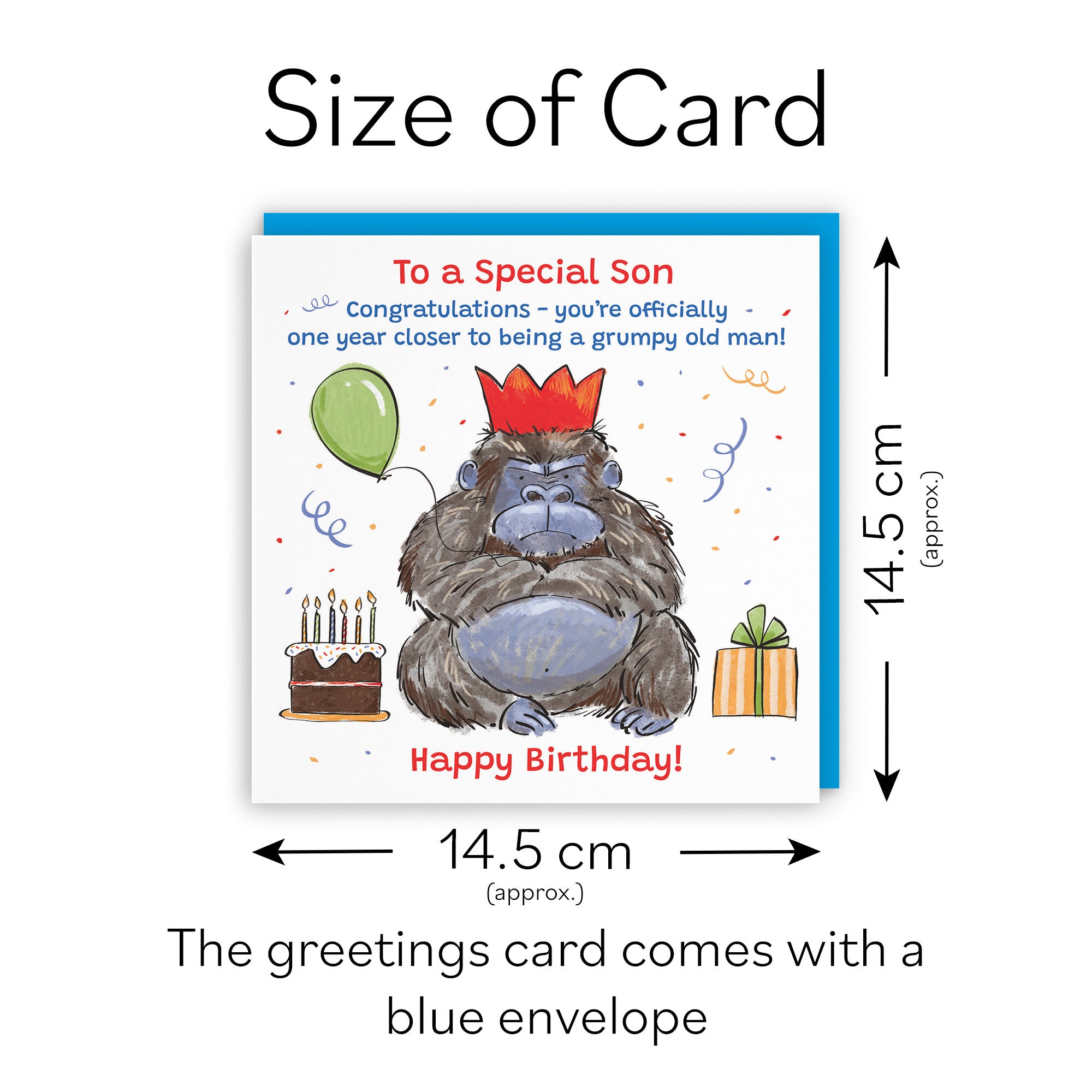 Son Birthday Card Grumpy Gorilla Animal Party - Default Title (RM00478)