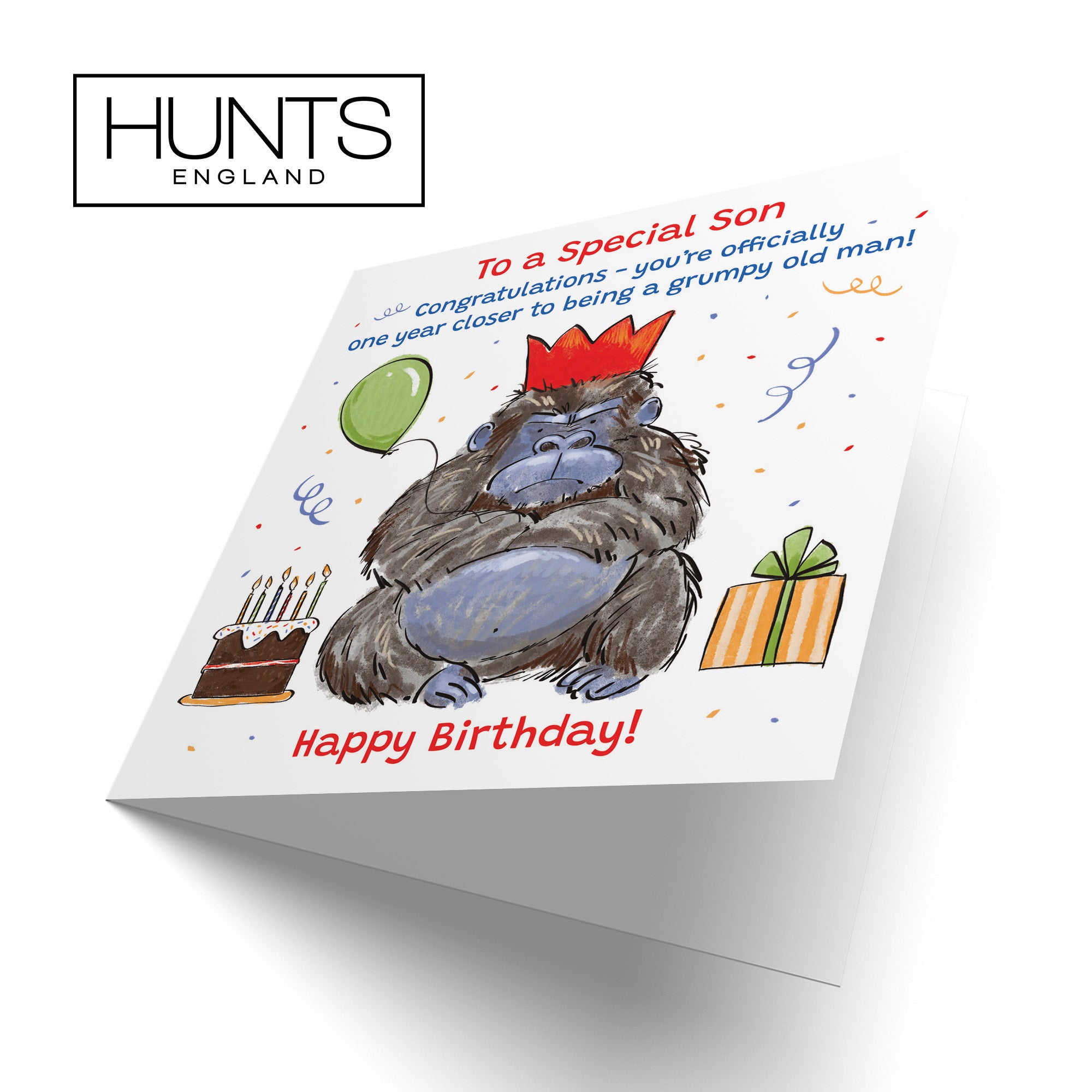 Son Birthday Card Grumpy Gorilla Animal Party - Default Title (RM00478)