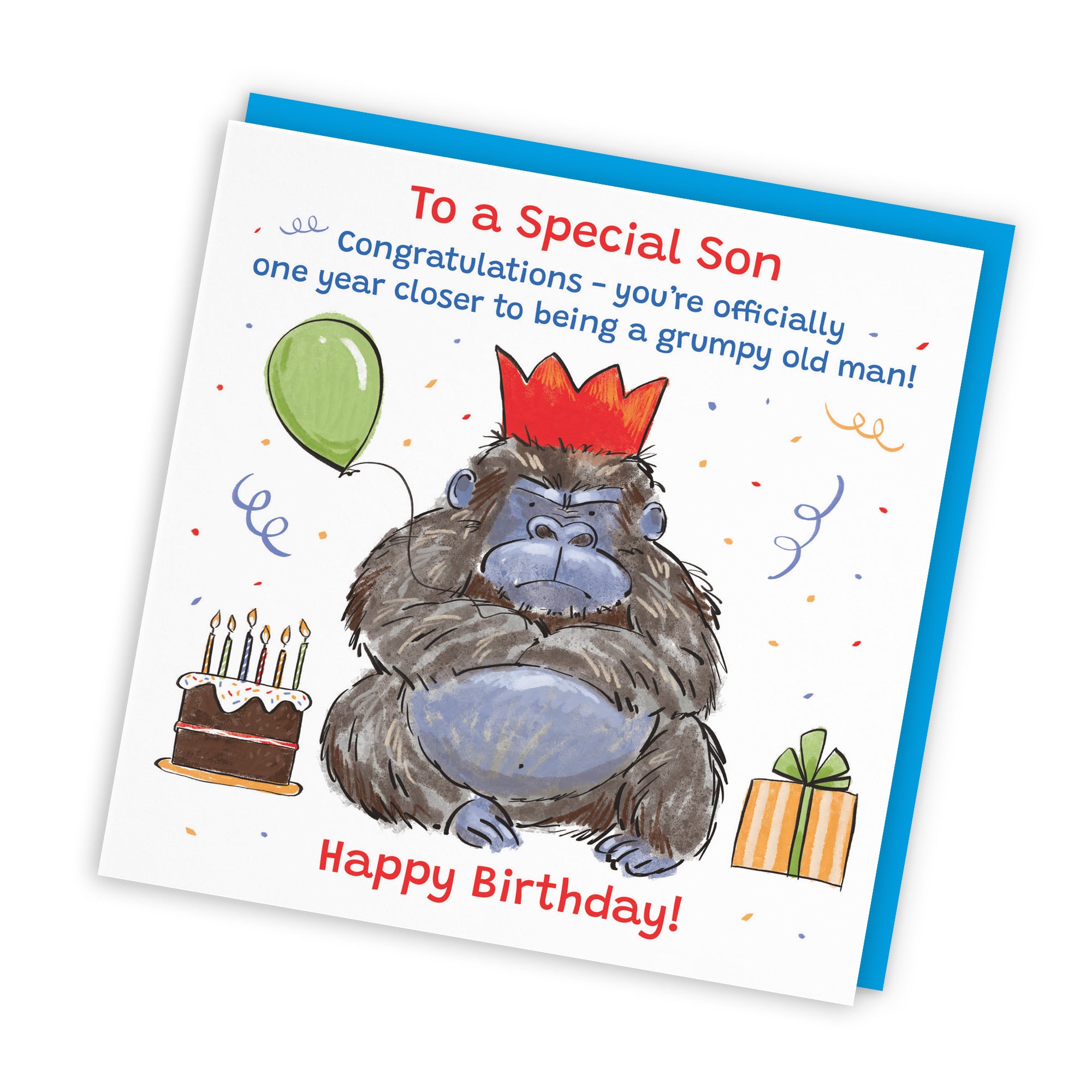 Son Birthday Card Grumpy Gorilla Animal Party - Default Title (RM00478)