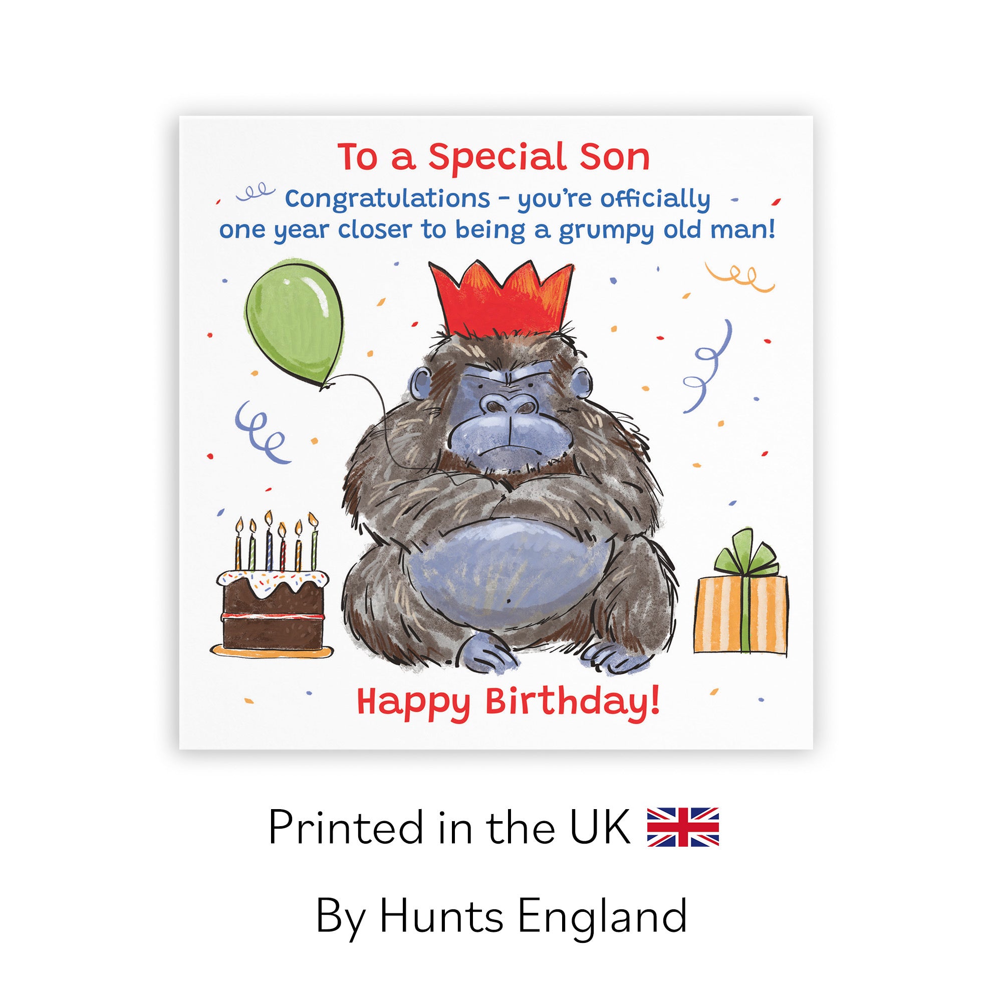 Son Birthday Card Grumpy Gorilla Animal Party - Default Title (RM00478)