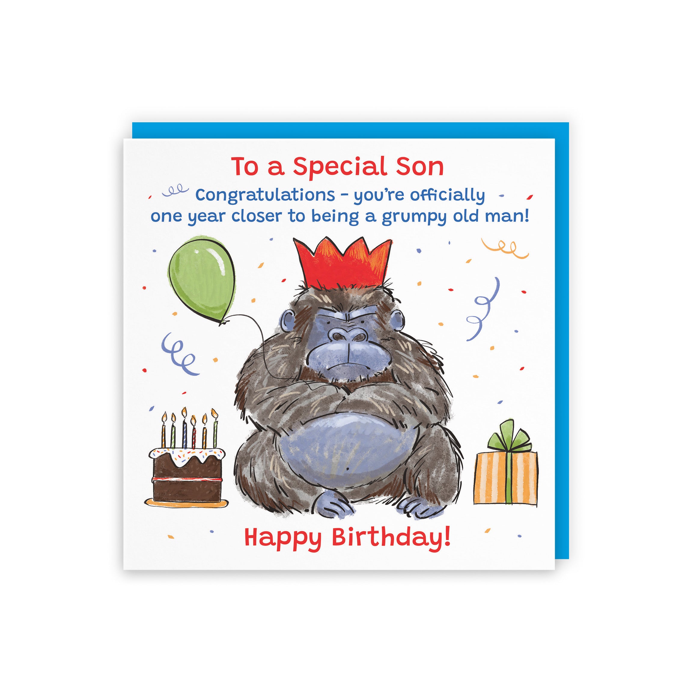 Son Birthday Card Grumpy Gorilla Animal Party - Default Title (RM00478)