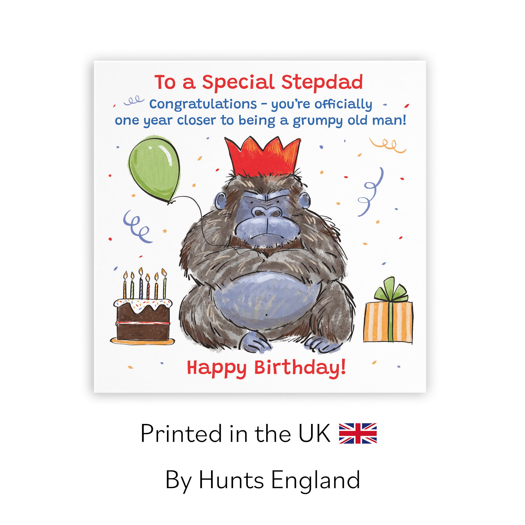 Stepdad Birthday Card Grumpy Gorilla Animal Party - Default Title (RM00480)