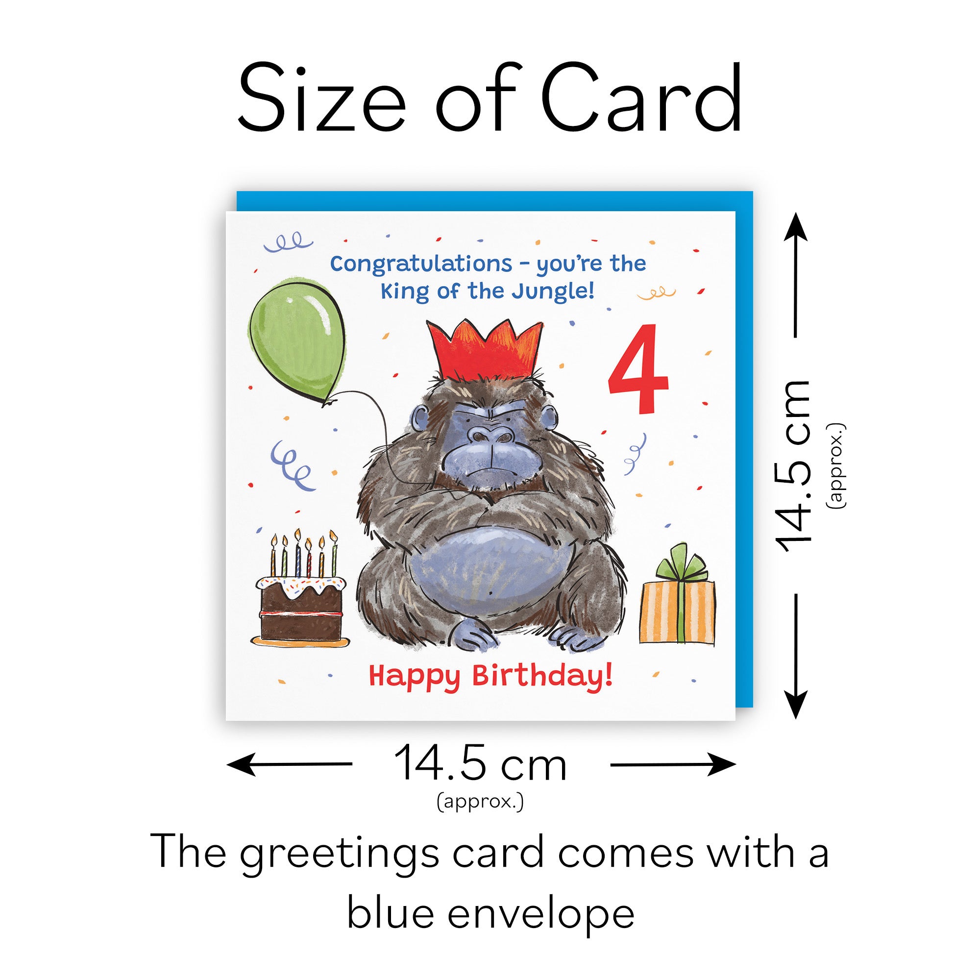 Boys 4th Birthday Card Grumpy Gorilla Animal Party - Default Title (RM00482)