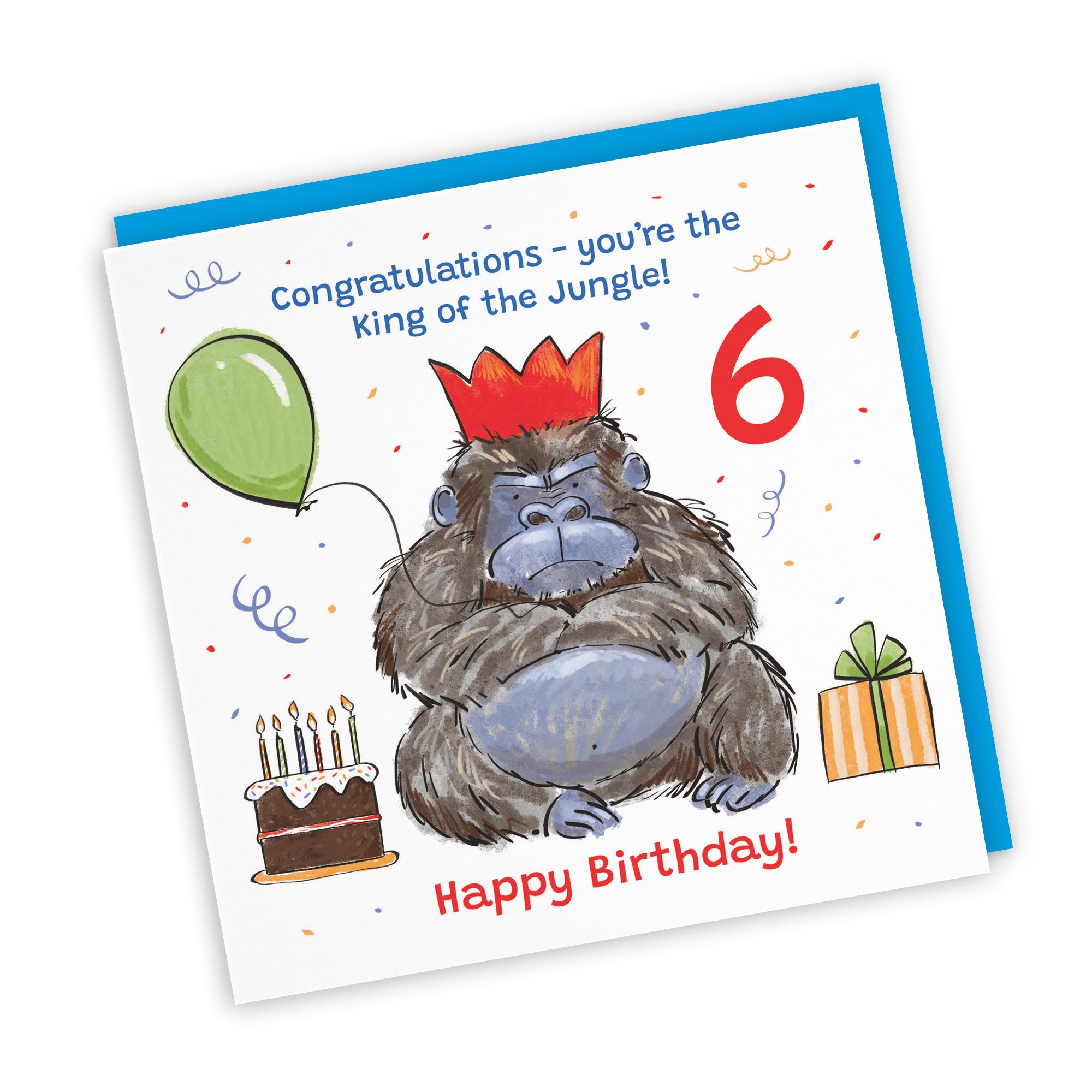 Boys 6th Birthday Card Grumpy Gorilla Animal Party - Default Title (RM00484)