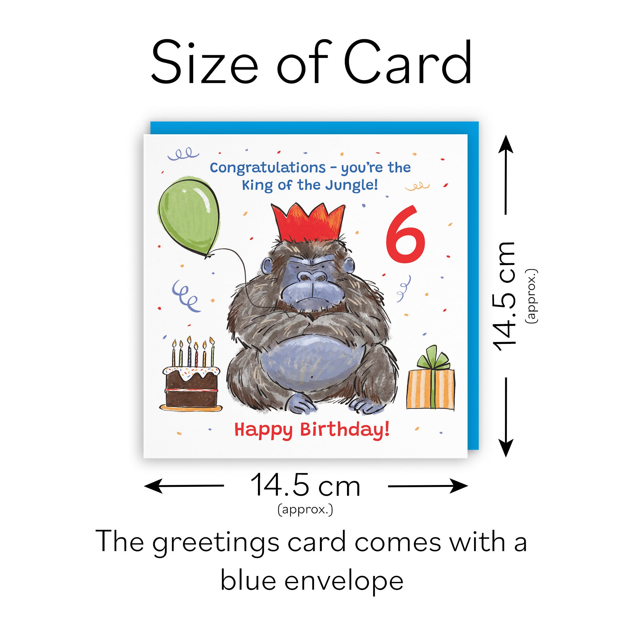 Boys 6th Birthday Card Grumpy Gorilla Animal Party - Default Title (RM00484)