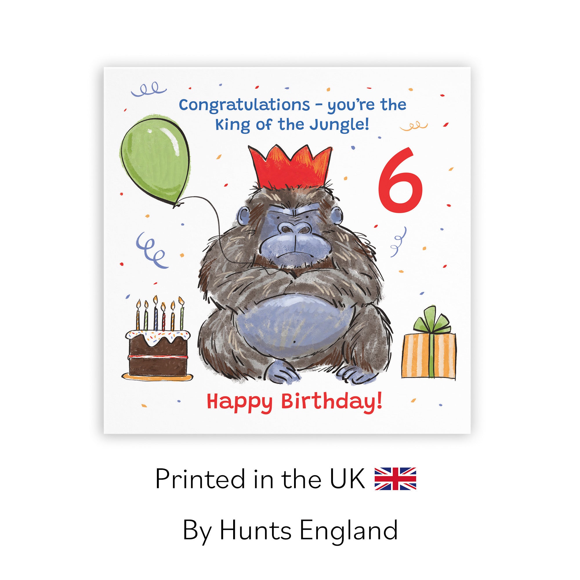 Boys 6th Birthday Card Grumpy Gorilla Animal Party - Default Title (RM00484)