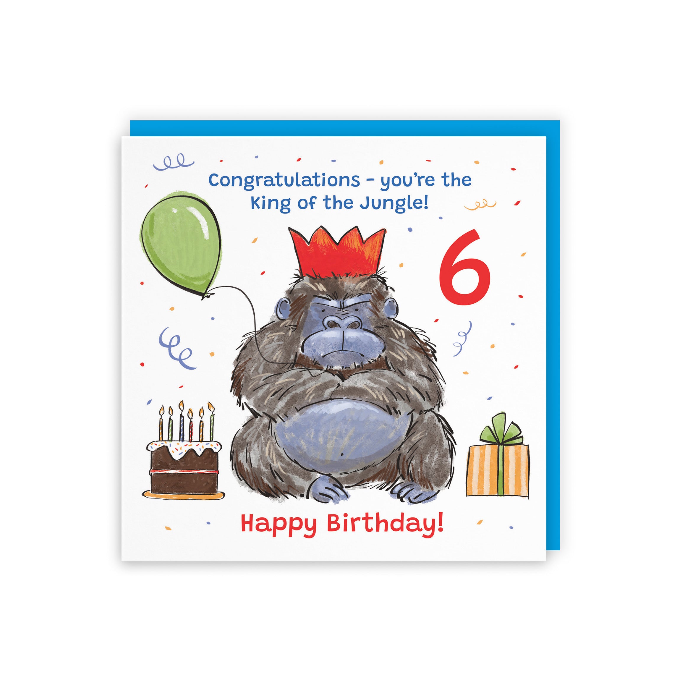 Boys 6th Birthday Card Grumpy Gorilla Animal Party - Default Title (RM00484)