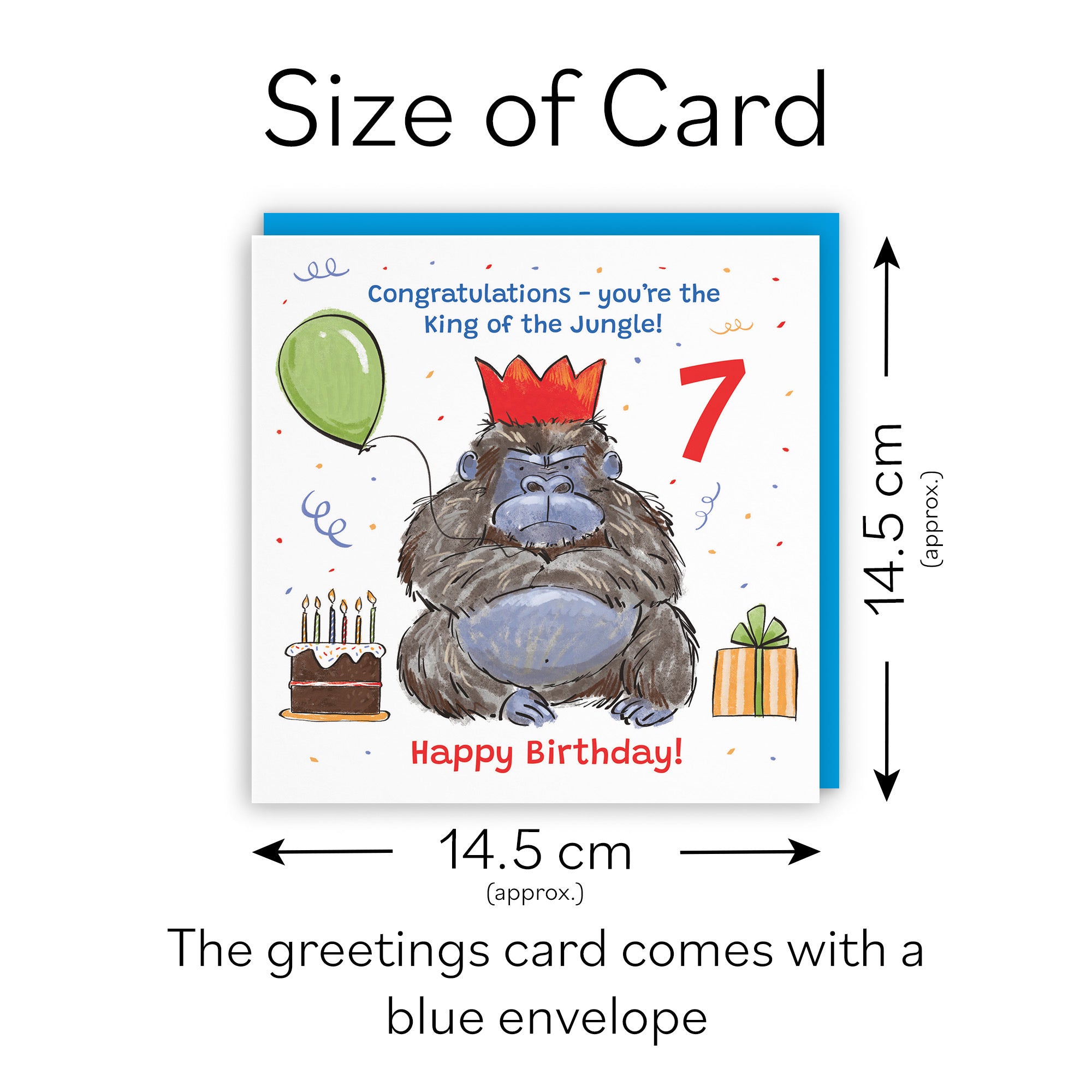 Boys 7th Birthday Card Grumpy Gorilla Animal Party - Default Title (RM00485)